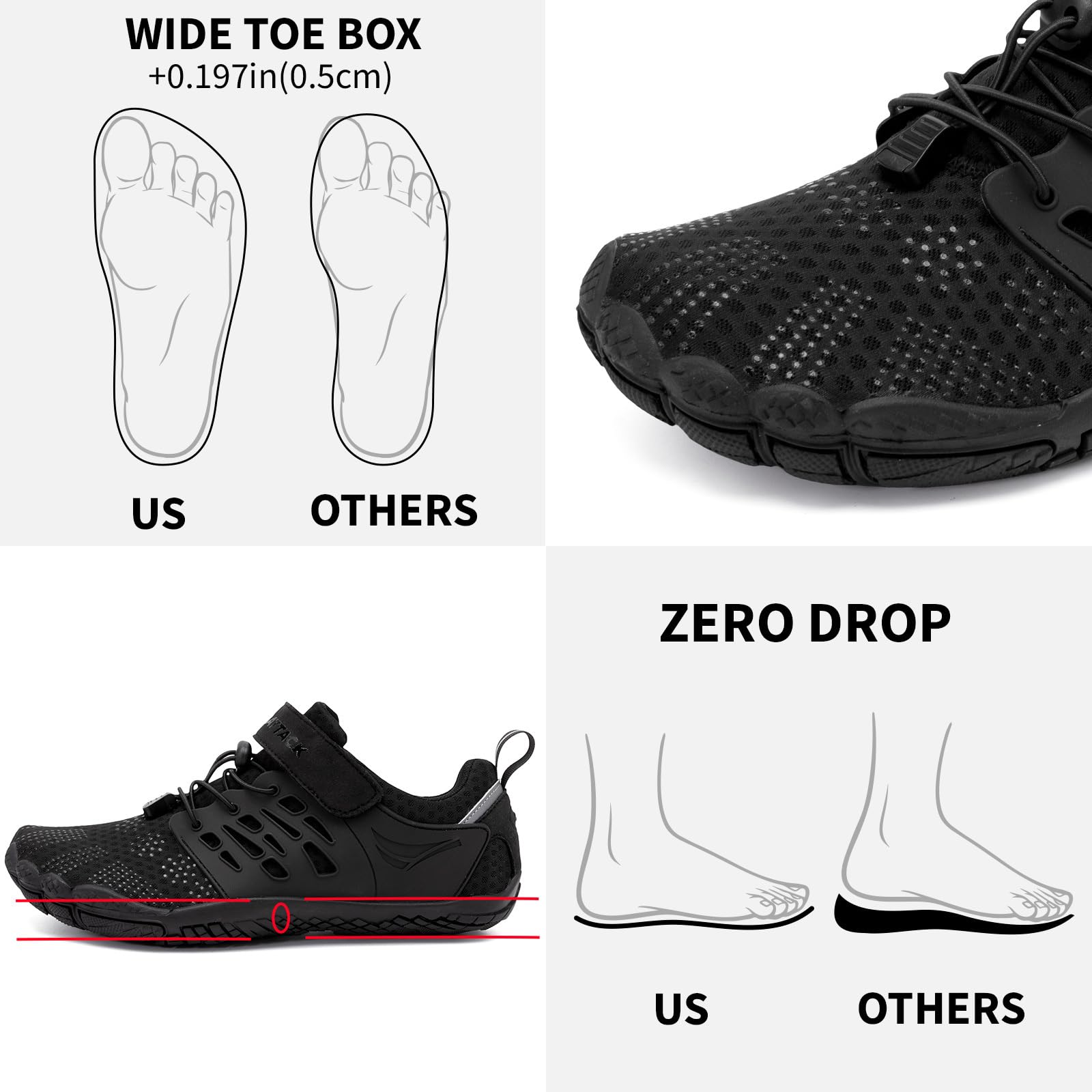 Grand Attack Barefoot Shoes for Women - Minimalist Zero Drop Lightweight Cross-Trainers | Perfect for Wrestling, Boxing, Weightlifting & Walking | Gym, Home Workouts & Outdoor Activities