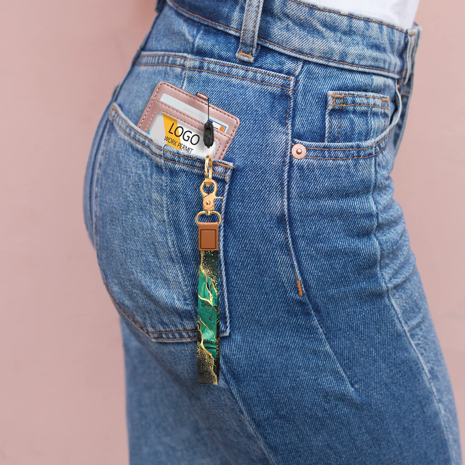 Stylish Wrist Lanyard Keychain for Women & Men - Secure Holder for Car Keys, ID Badges, Cards, Wallet & Phone - Perfect for Work, Travel & Outdoor Activities