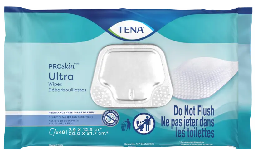 Tena Proskin Ultra Wipes - 7.9 x 12.5 Inch (Pack of 65722) | Gentle Cleansing for Incontinence Care | Ideal for Home, Travel & Healthcare Facilities