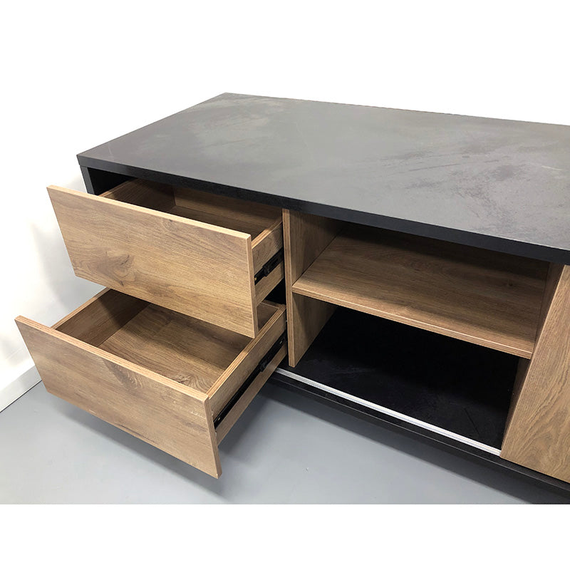 EASTON Electric Height Adjustable Standing Desk with Left Return - 2.2m Warm Oak & Black - Perfect for Home Office & Workspace Ergonomics