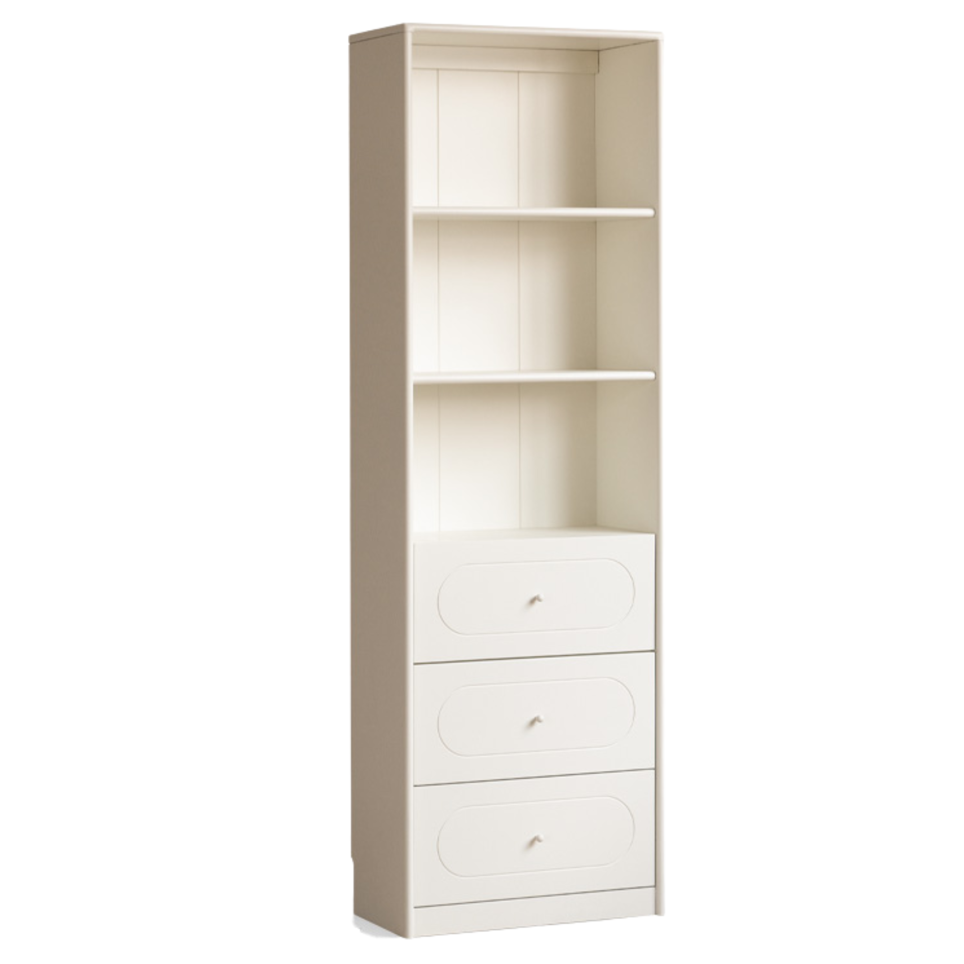 23.6x12.6x74.8 inch/ 60x32x190сm/ Warm white / B three-drawer bookcase
