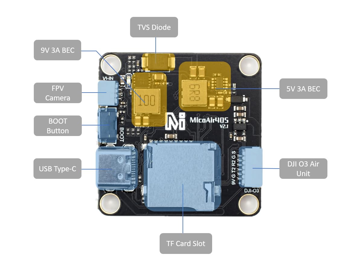 MicoAir405 Flight Controller with BMI088 & SPL06 Sensors - Compatible with Ardupilot & INAV for FPV Drones - Perfect for Aerial Photography, Racing, and DIY Drone Projects