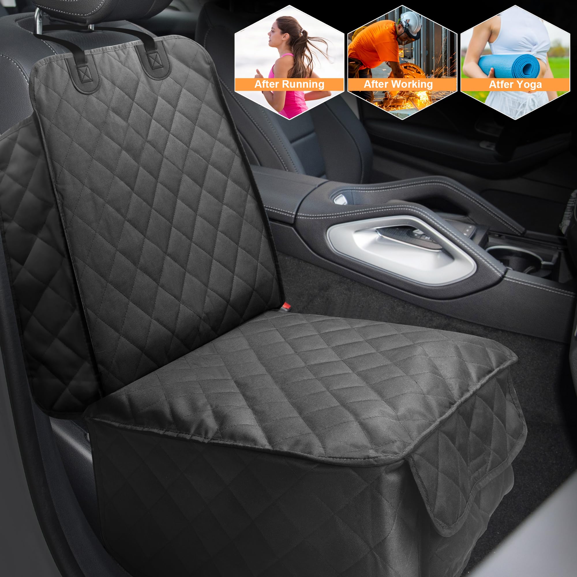 Waterproof Dog Car Seat Cover for Front Seat - Scratchproof Pet Hammock with Mesh Window & Zipper Opening - Universal Fit for Cars, Trucks, SUVs & Jeeps - Perfect for Travel, Outdoor Adventures & Daily Commutes