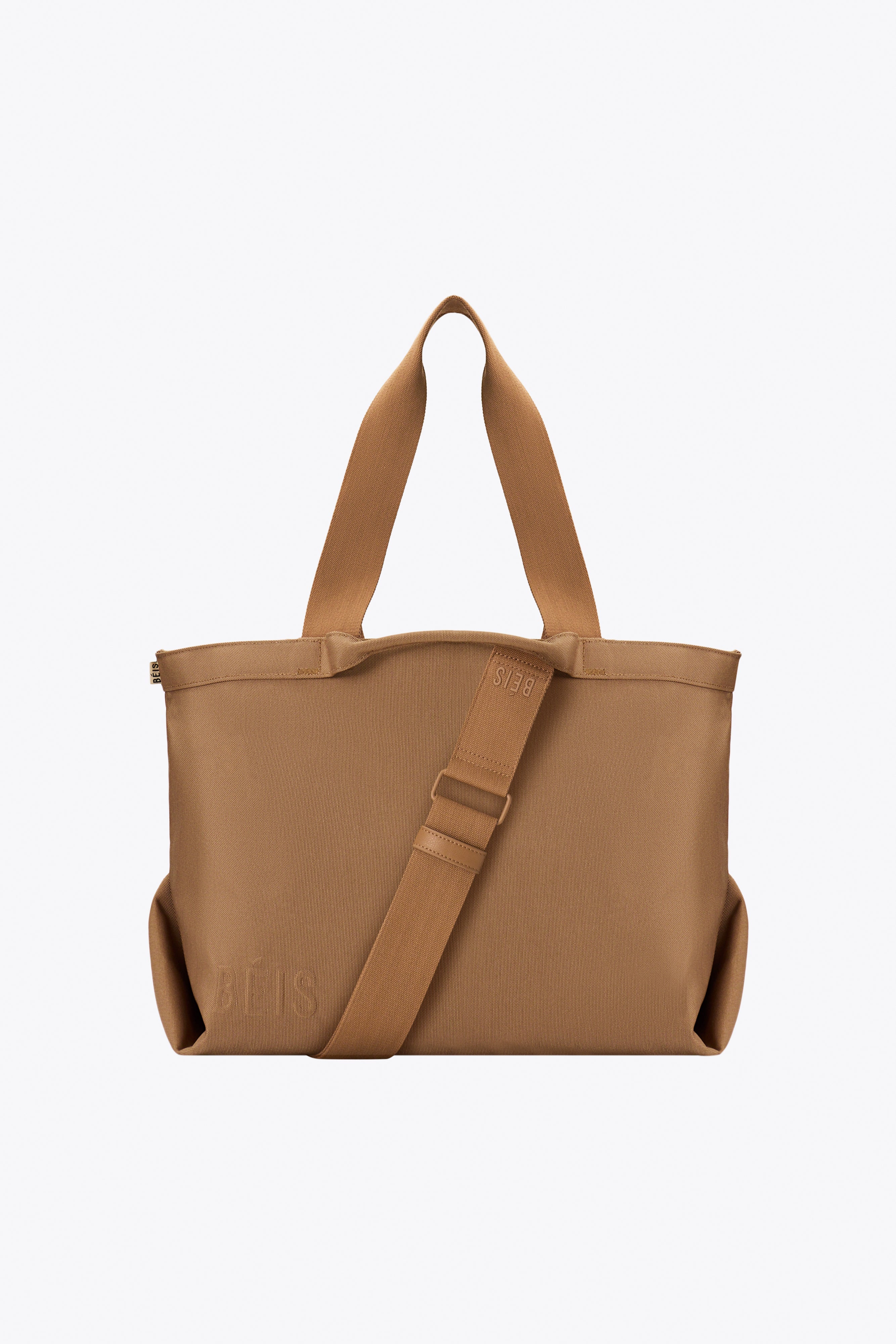 Premium Camel Leather Travel Tote Bag for Women - Stylish Carryall for Work, Gym & Weekend Getaways