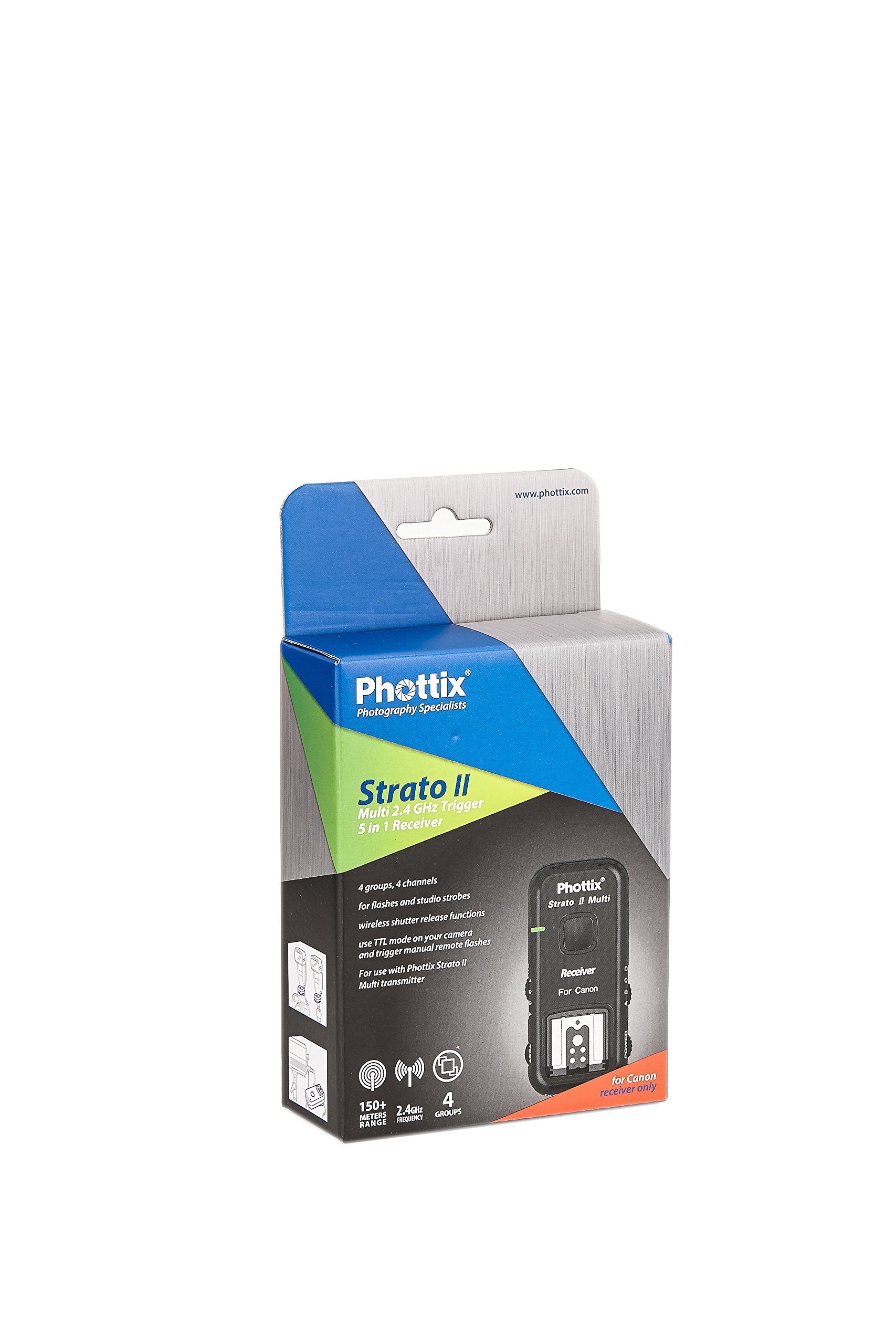 Phottix Strato II Multi 5-in-1 Wireless Flash Trigger Receiver for Canon DSLR Cameras - Perfect for Studio Photography, Wedding Shoots & Outdoor Flash Photography