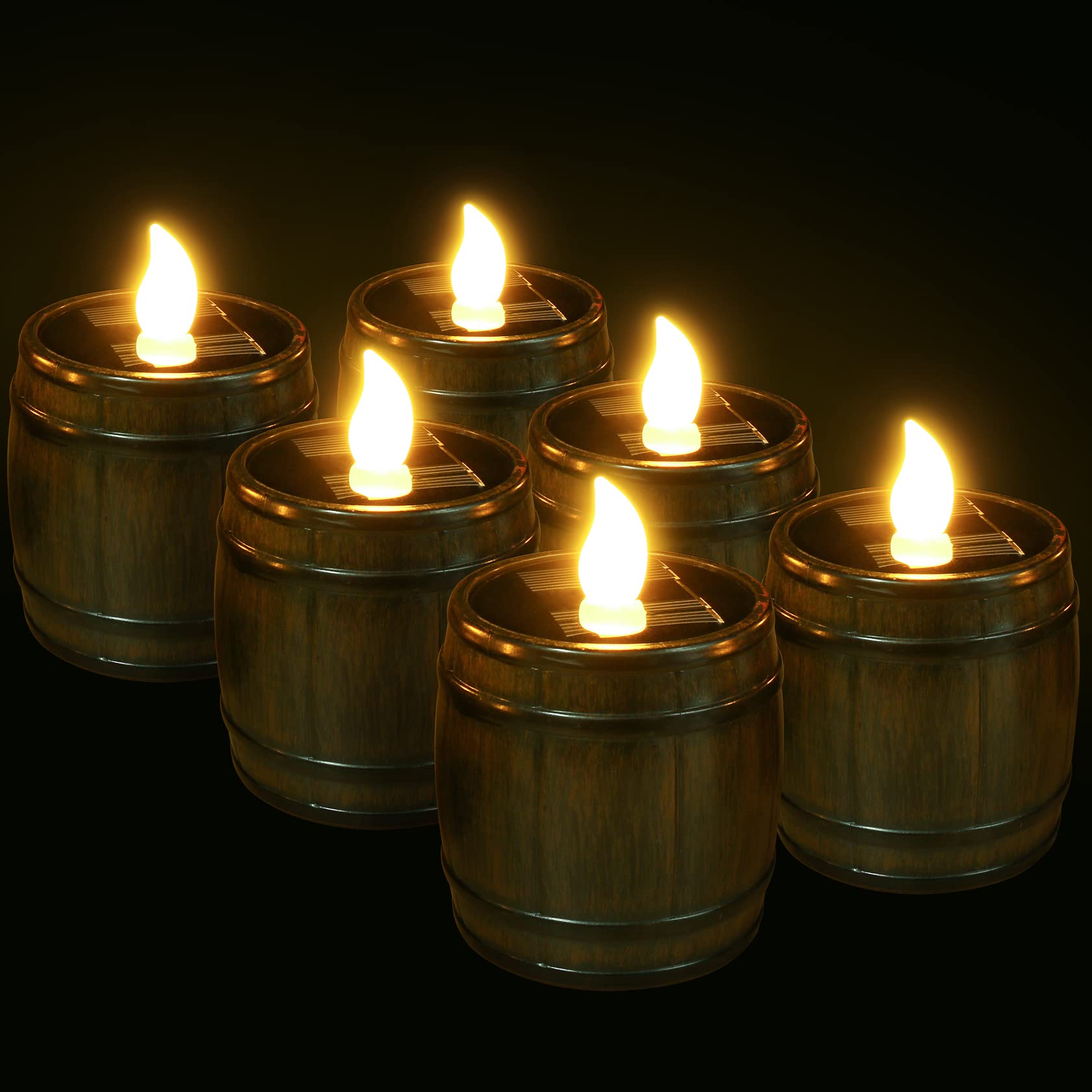 PChero Solar Candles Outdoor Waterproof - 6 Pack Reusable Flickering LED Votive Candles with Dusk to Dawn Sensor | Perfect for Lanterns, Garden Decor, Patio Lighting, Camping, Parties & Home Decoration
