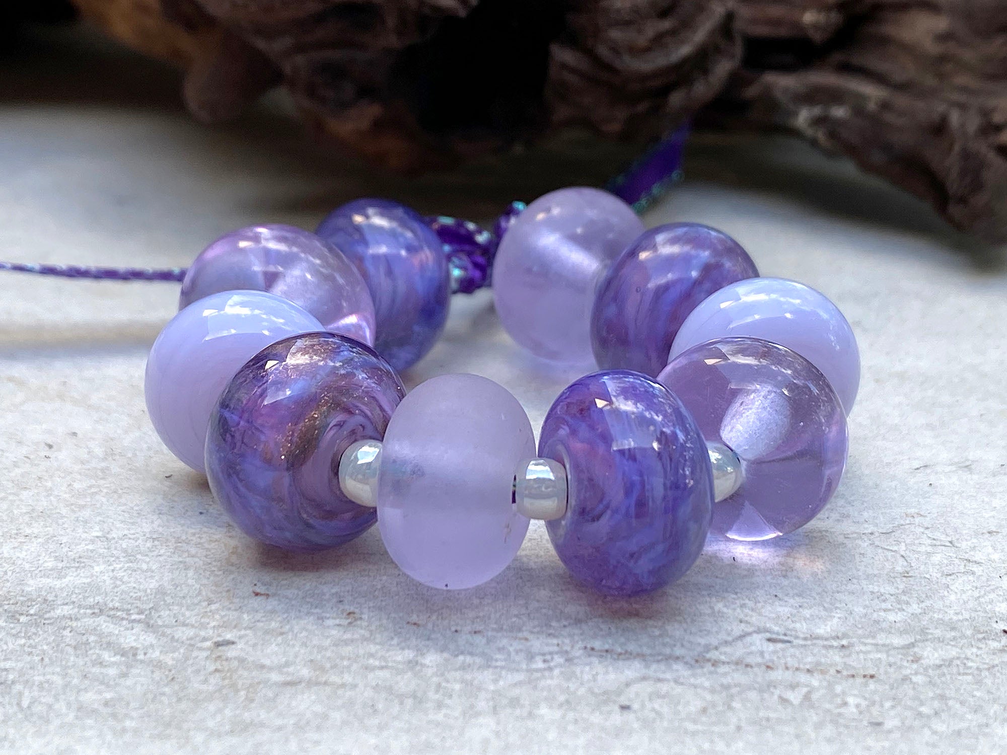 10 Majestic Purple Lampwork Glass Beads Set for Jewelry Making - DIY Bracelets, Necklaces & Craft Projects - SRA Certified
