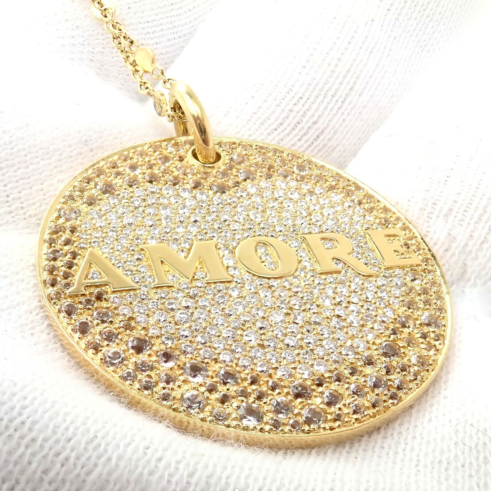 Pasquale Bruni 18k Yellow Gold Large Diamond & Sapphire Amore Pendant Necklace | Luxury Jewelry for Women | Perfect for Anniversaries, Weddings & Special Occasions