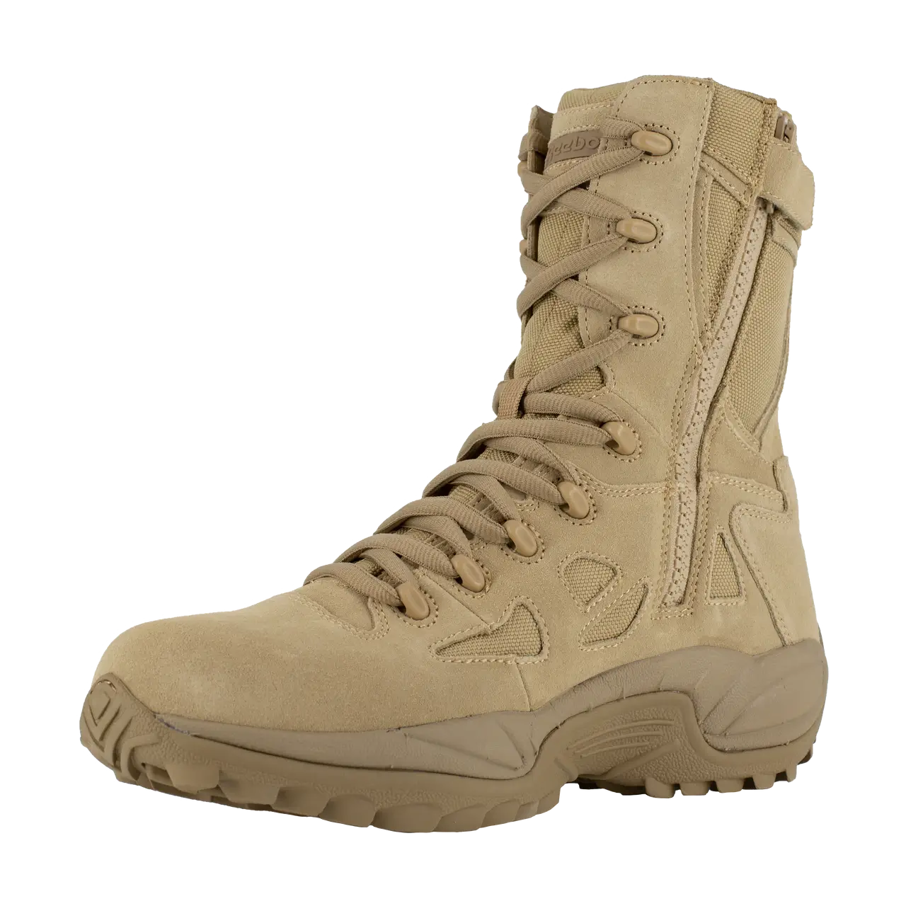 Rapid Response RB 8 Inch Soft Toe Side Zip Military Boots - Desert Tan Tactical Footwear for Outdoor Work, Hiking & Security Duty