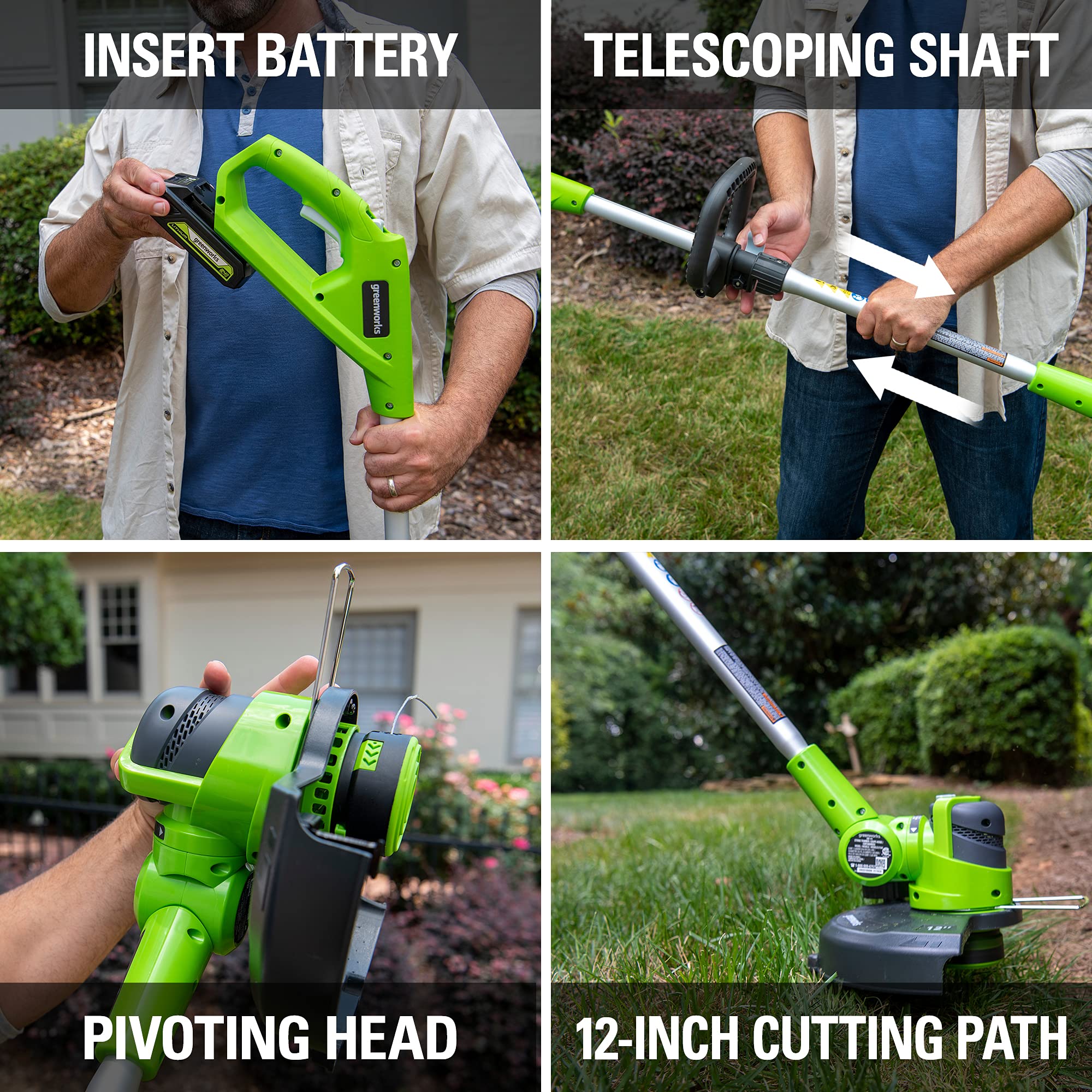Greenworks 24V Cordless String Trimmer and Leaf Blower Combo Kit with 2Ah USB Battery & Charger - Perfect for Lawn Care, Yard Maintenance, and Garden Trimming