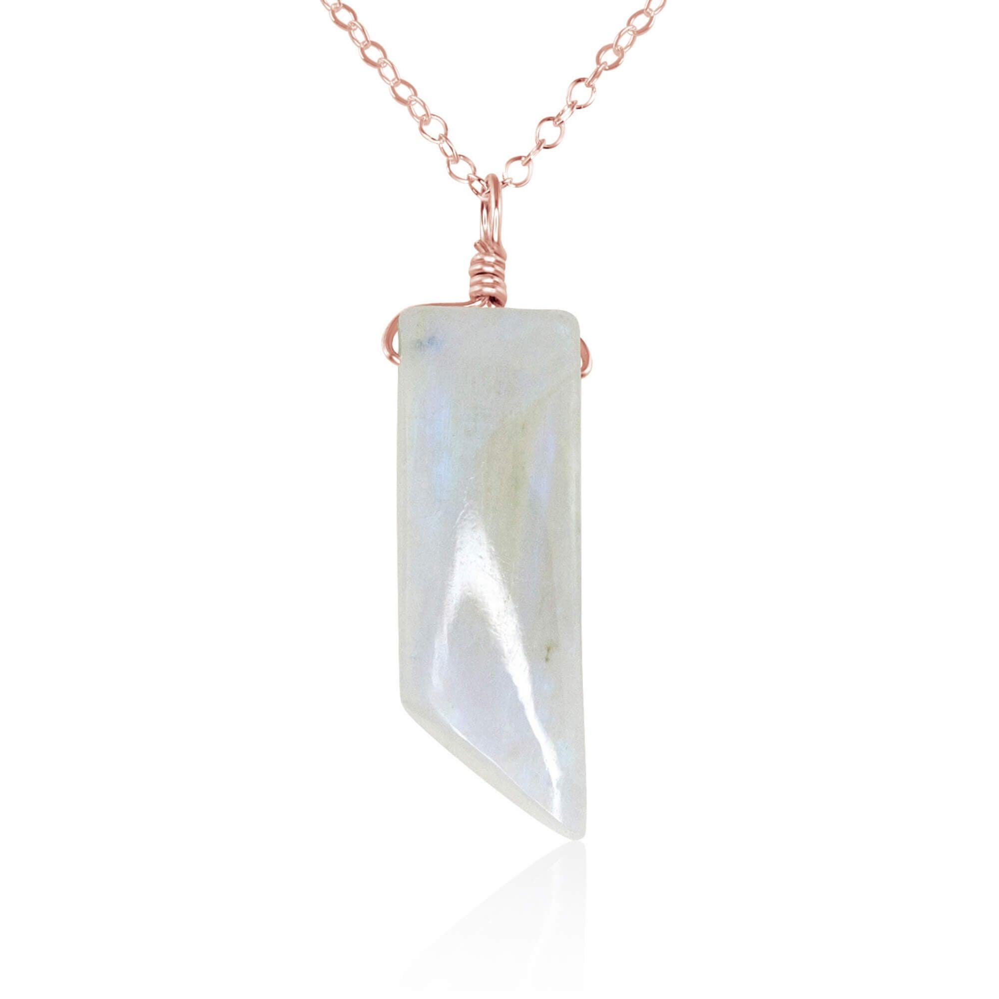 Natural Rainbow Moonstone Point Crystal Necklace – Healing Stone Jewelry for Meditation, Energy Balancing & Spiritual Growth