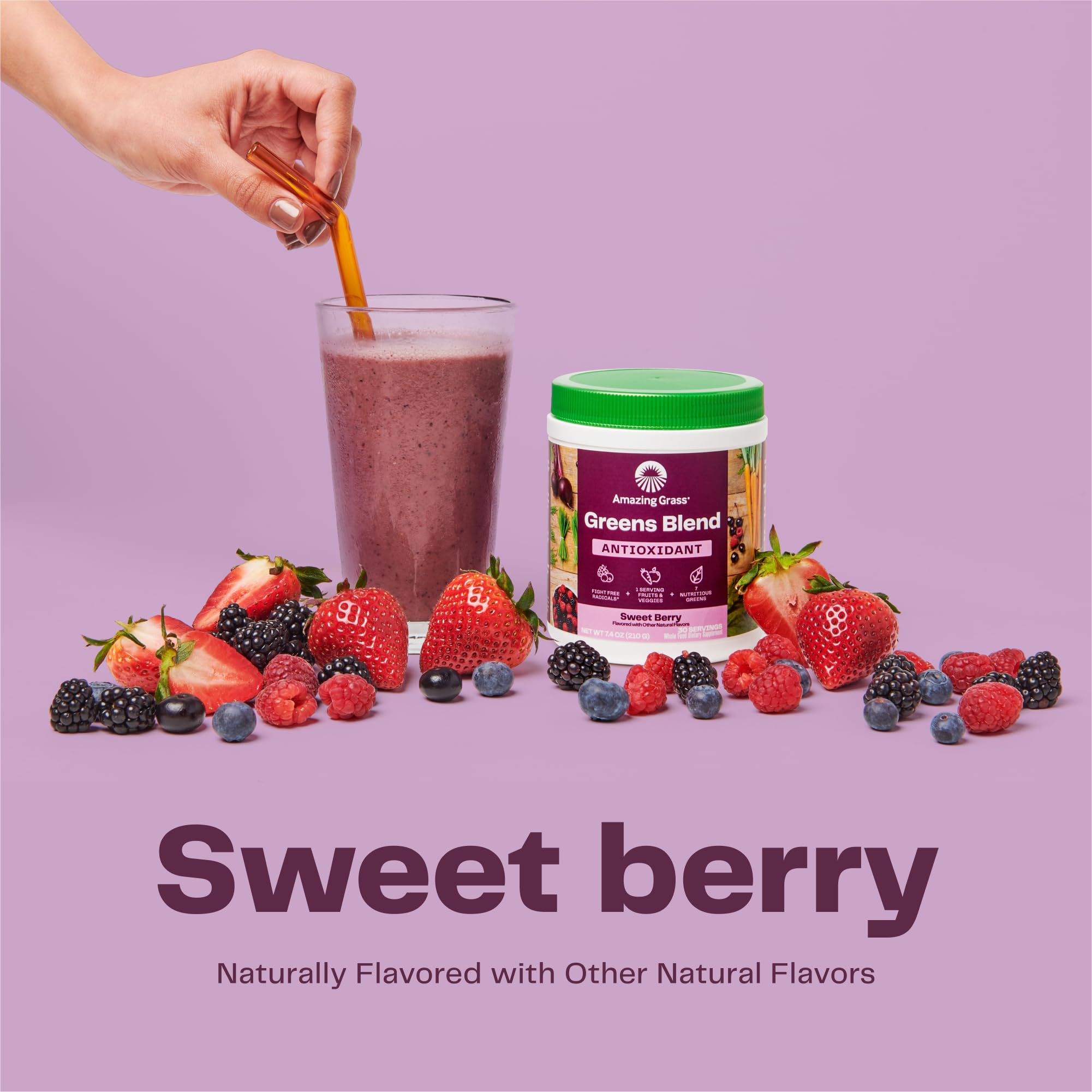 Organic Greens Superfood Powder with Spirulina, Beet Root & Elderberry - Antioxidant Rich, Probiotics, Sweet Berry Flavor, 60 Servings | Boost Energy, Detox & Immunity for Smoothies, Juices & Wellness Shakes (Packaging May Vary)