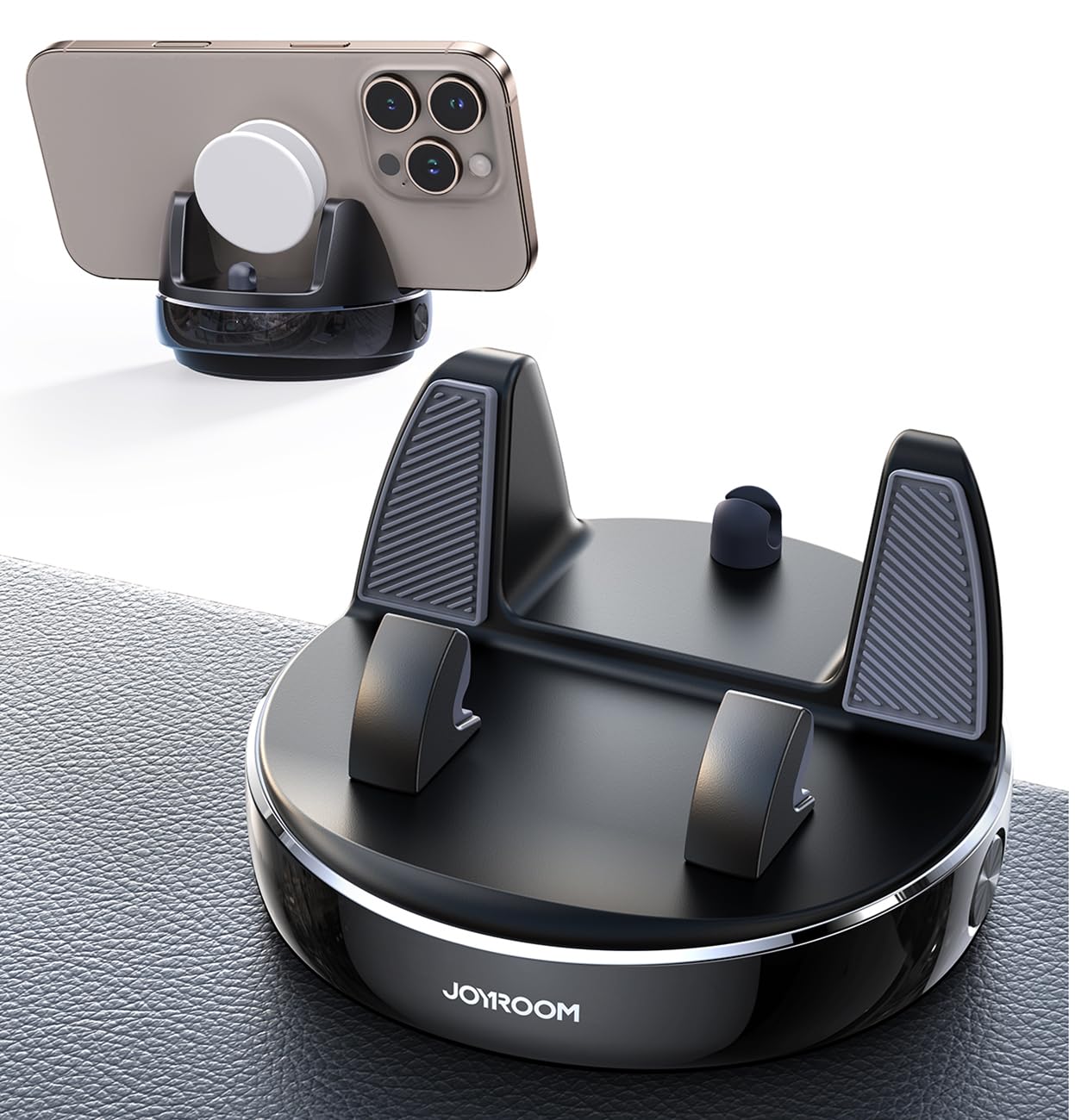 JOYROOM 360° Rotatable Car Phone Holder - Adjustable Dashboard Mount with Non-Slip Silicone for iPhone, Samsung & Smartphones - Perfect for GPS Navigation & Hands-Free Driving