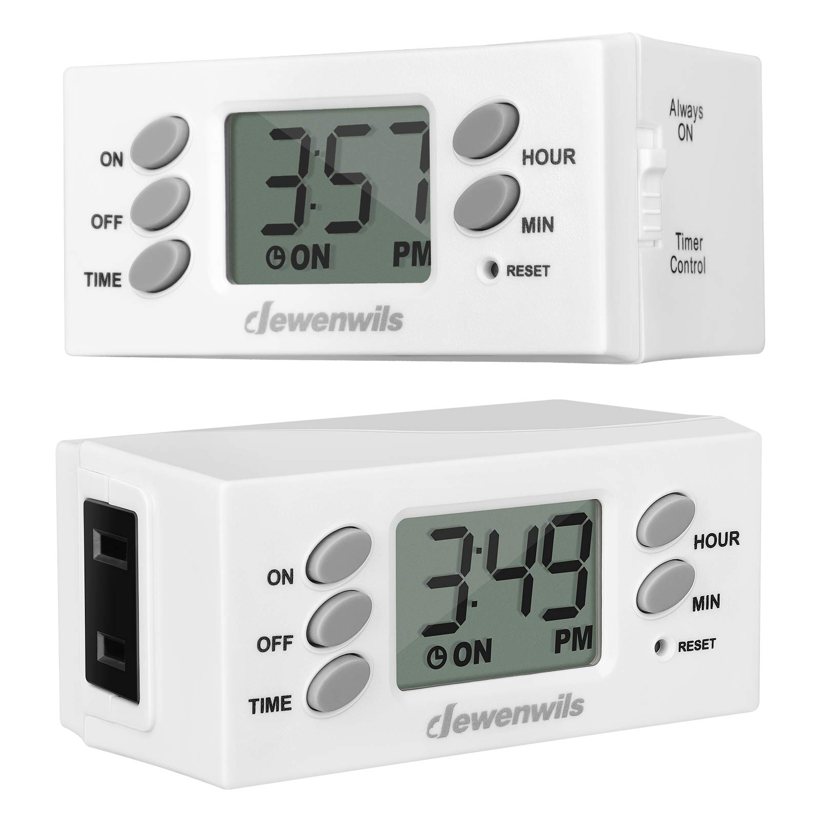 DEWENWILS 24-Hour Digital Outlet Timer - 2 Pack, 125V 15A 1000W Heavy Duty Electrical Timer with Polarized Outlet, UL Listed for Christmas Lights, Lamps, Fans, Aquariums & Small Appliances - Perfect for Holiday Decorations, Home Automation & Energy Savings