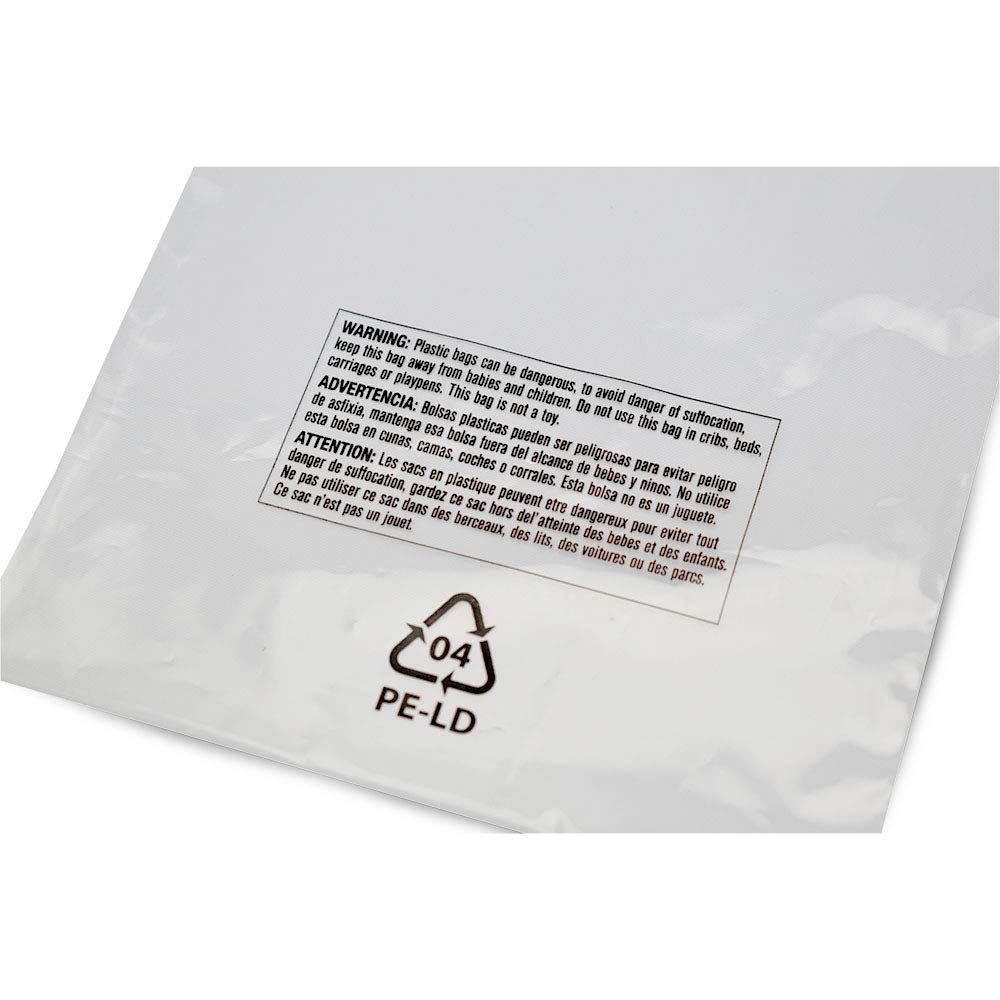 18x30 Inch 2 Mil Thick Layflat Bags with Suffocation Warning - 500 Pack/Case - Perfect for Food Storage, Retail Packaging & Shipping Protection