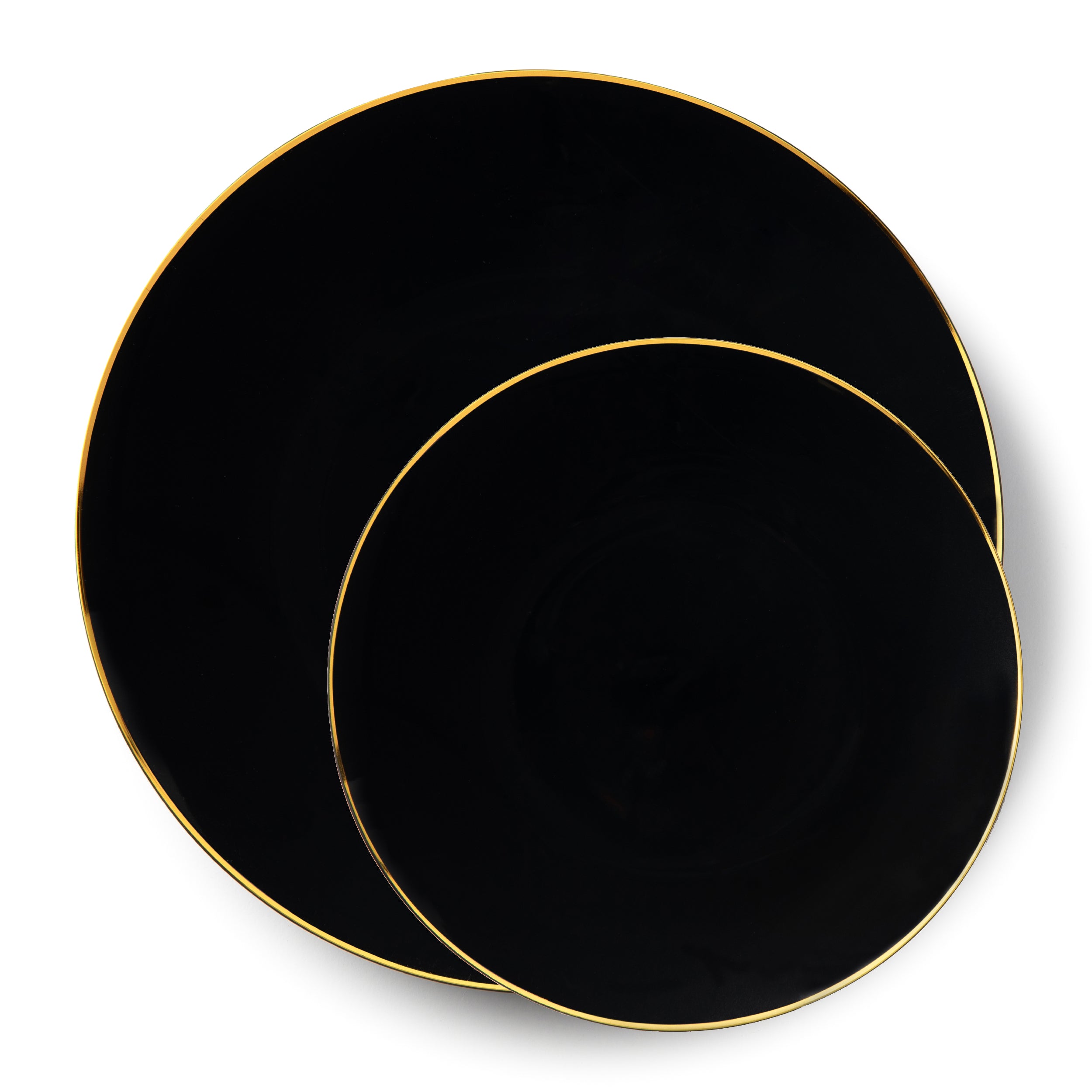 192-Piece Black and Gold Round Plastic Dinnerware Set - Elegant Disposable Plates, Forks, Knives & Spoons for 96 Guests - Perfect for Weddings, Parties, Catering & Outdoor Events - BPA-Free & Eco-Friendly