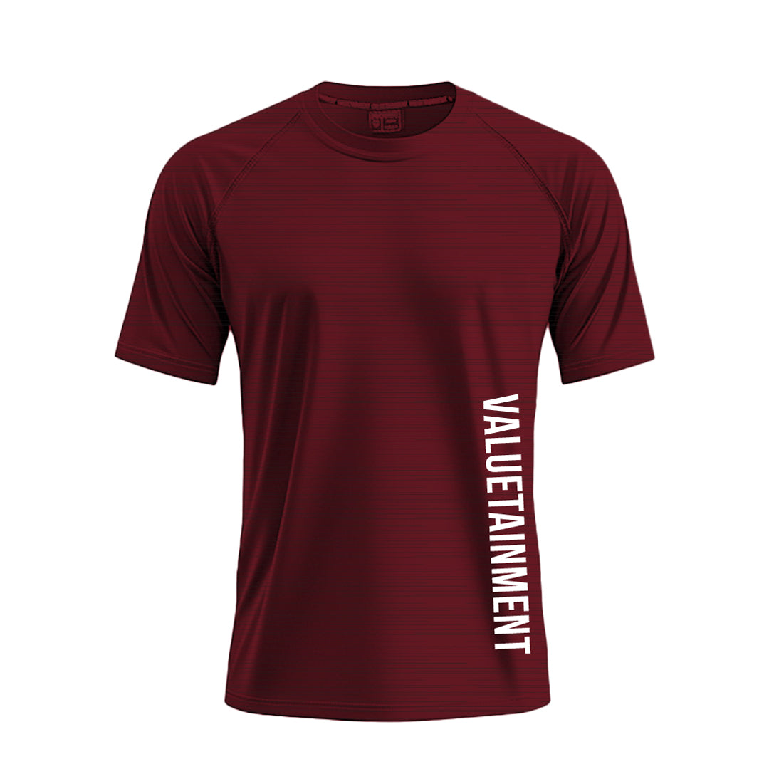 Valuetainment Red Performance Short Sleeve Shirt - Moisture Wicking Activewear for Gym, Running & Outdoor Sports