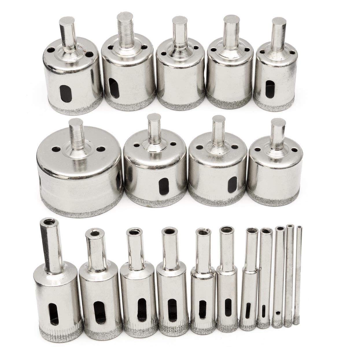 20 Pcs 3-50mm Diamond Drill Bit Set for Glass, Marble, Granite - Hole Saw Cutter Tool for DIY Projects, Jewelry Making & Home Renovation
