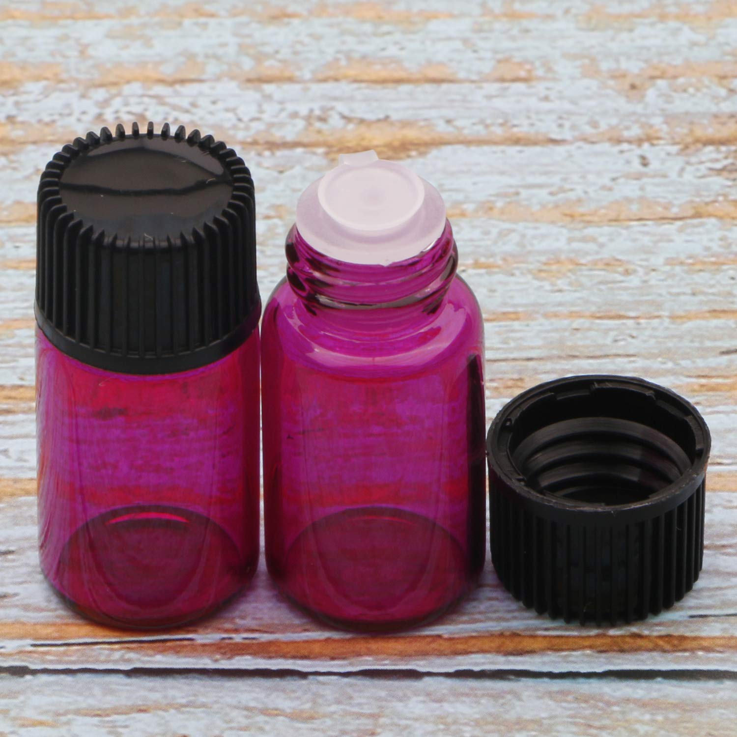 Kesell 20-Piece Mini Essential Oil Bottles Set - 3ml Empty Glass Vials with Orifice Reducers & Black Caps for Aromatherapy, DIY Blends, Travel Samples & Crafting