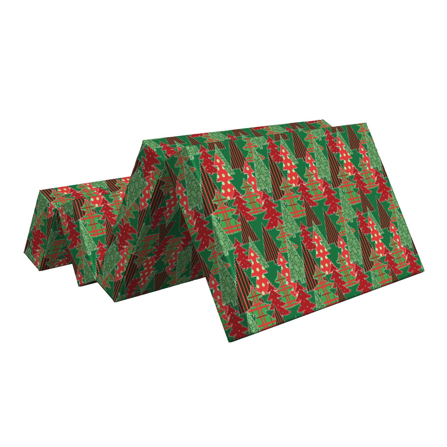 Ambesonne Christmas Foldable Mattress - Tree Pines Swirl Dot Design - 74.8