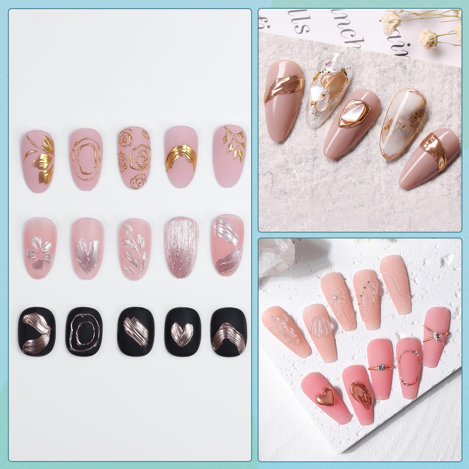 3D Nail Art Gel for Chrome Powder & Foil - Clear Painting Gel for Metallic Mirror Effect Nail Polish - Professional Sculpture Gel for 3D Nail Design - 15ml Bottle - Perfect for Salon, Home Manicure & Nail Art Enthusiasts