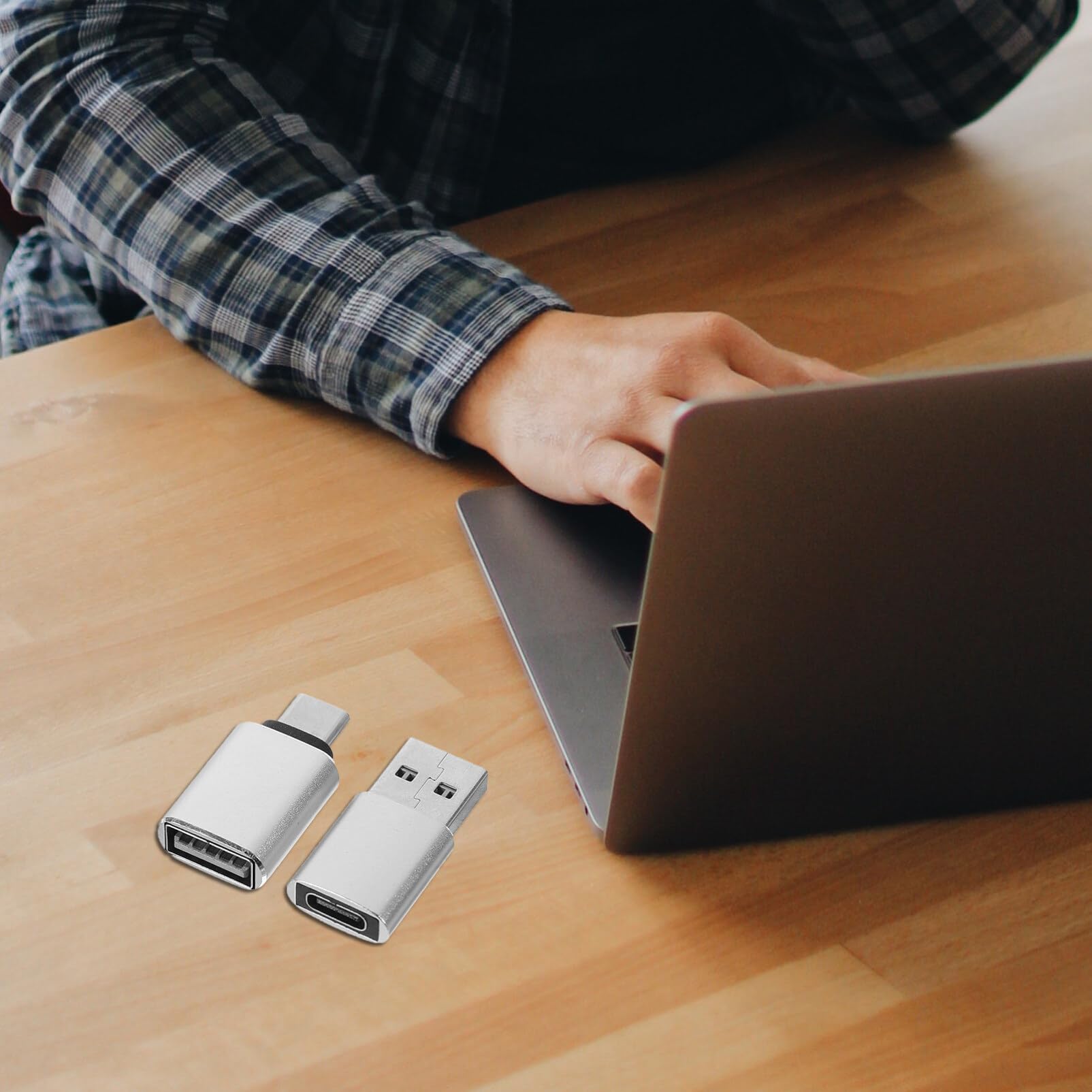 Hemobllo 4-Pack USB C Adapter - USB to USB-C Converter for Phone, Tablet & Laptop - Fast Charging OTG Adapter with Aluminum Alloy Design - Perfect for Travel, Work & Home Charging