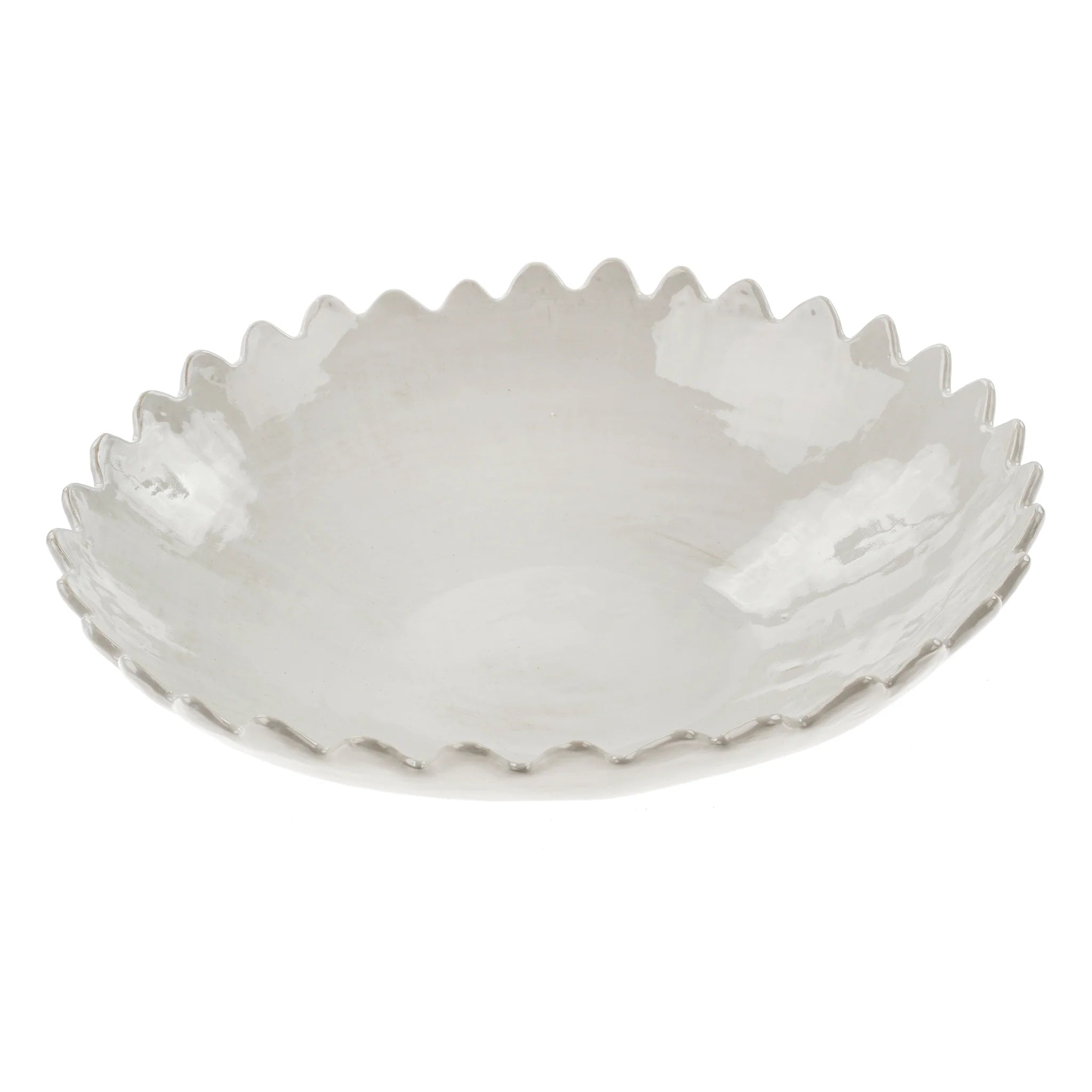 Large Scalloped Bowl - Elegant Ceramic Serving Bowl for Salads, Pasta, and Fruit - Perfect for Dinner Parties, Family Gatherings, and Home Decor