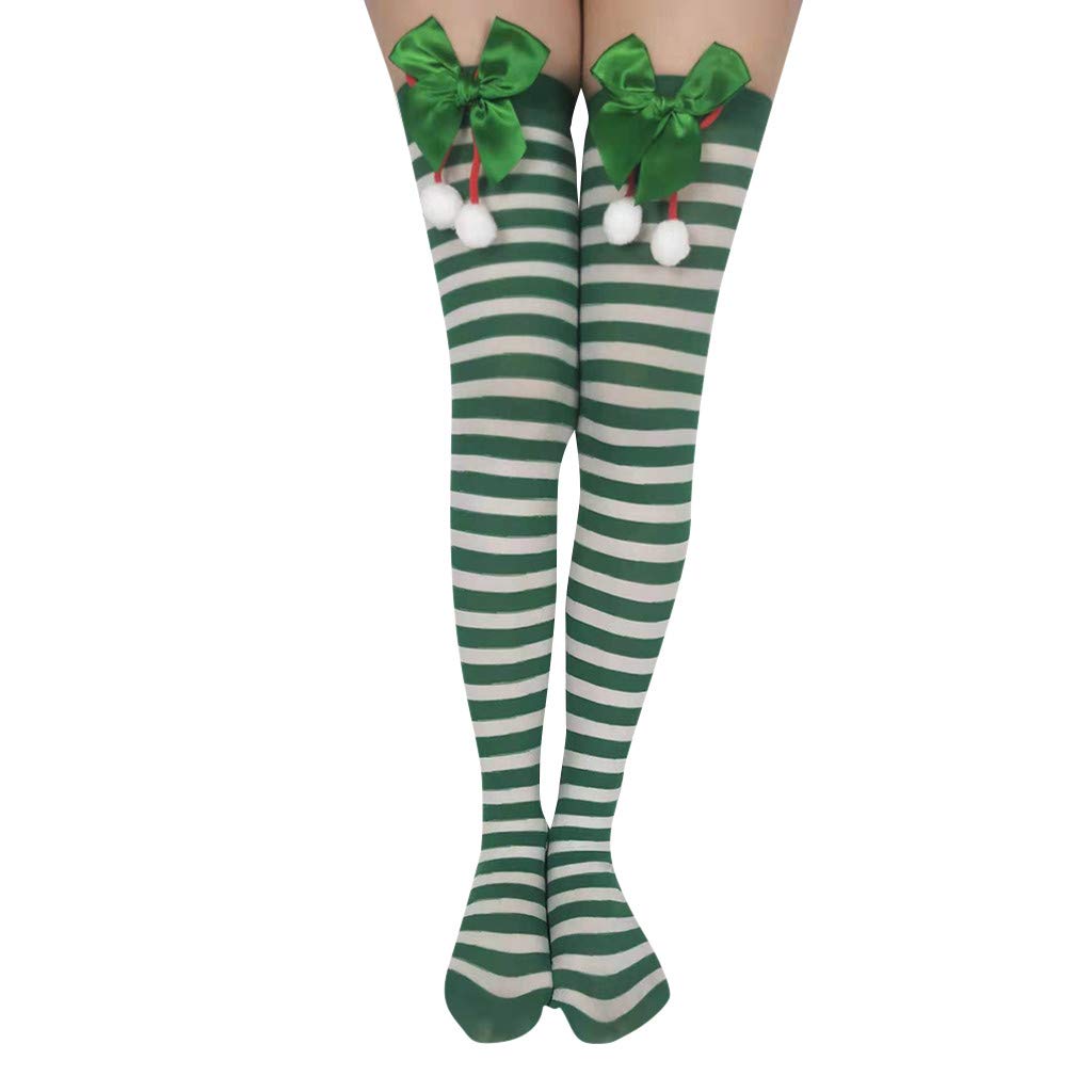 Sexy Striped Christmas Knee Socks for Women & Girls - Holiday Party Stockings for Xmas Celebrations, Office Parties & Festive Gatherings