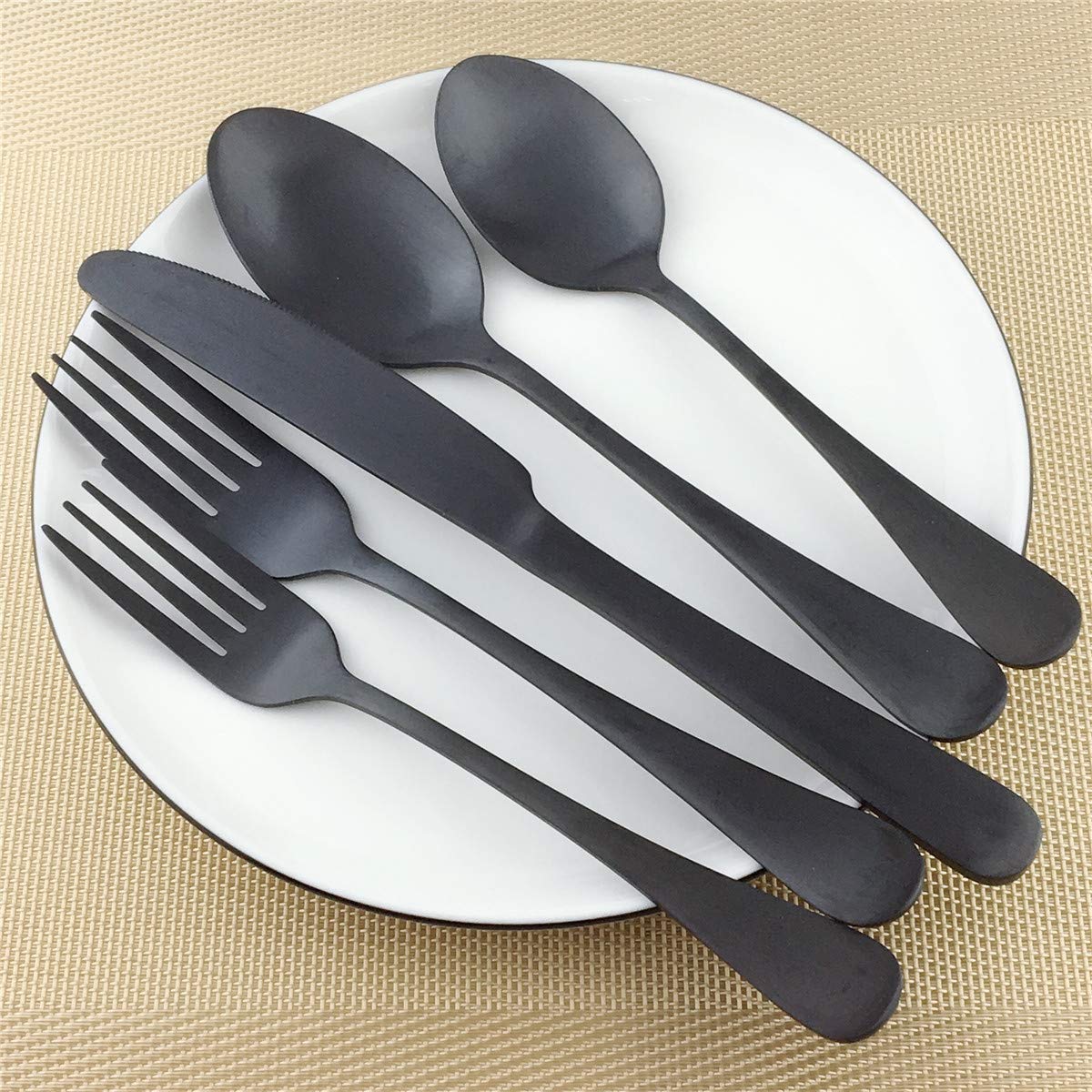 Premium Matte Black Flatware Set - 8-Piece 18/10 Stainless Steel Dinner & Steak Knives with Durable Black Handles (8.6