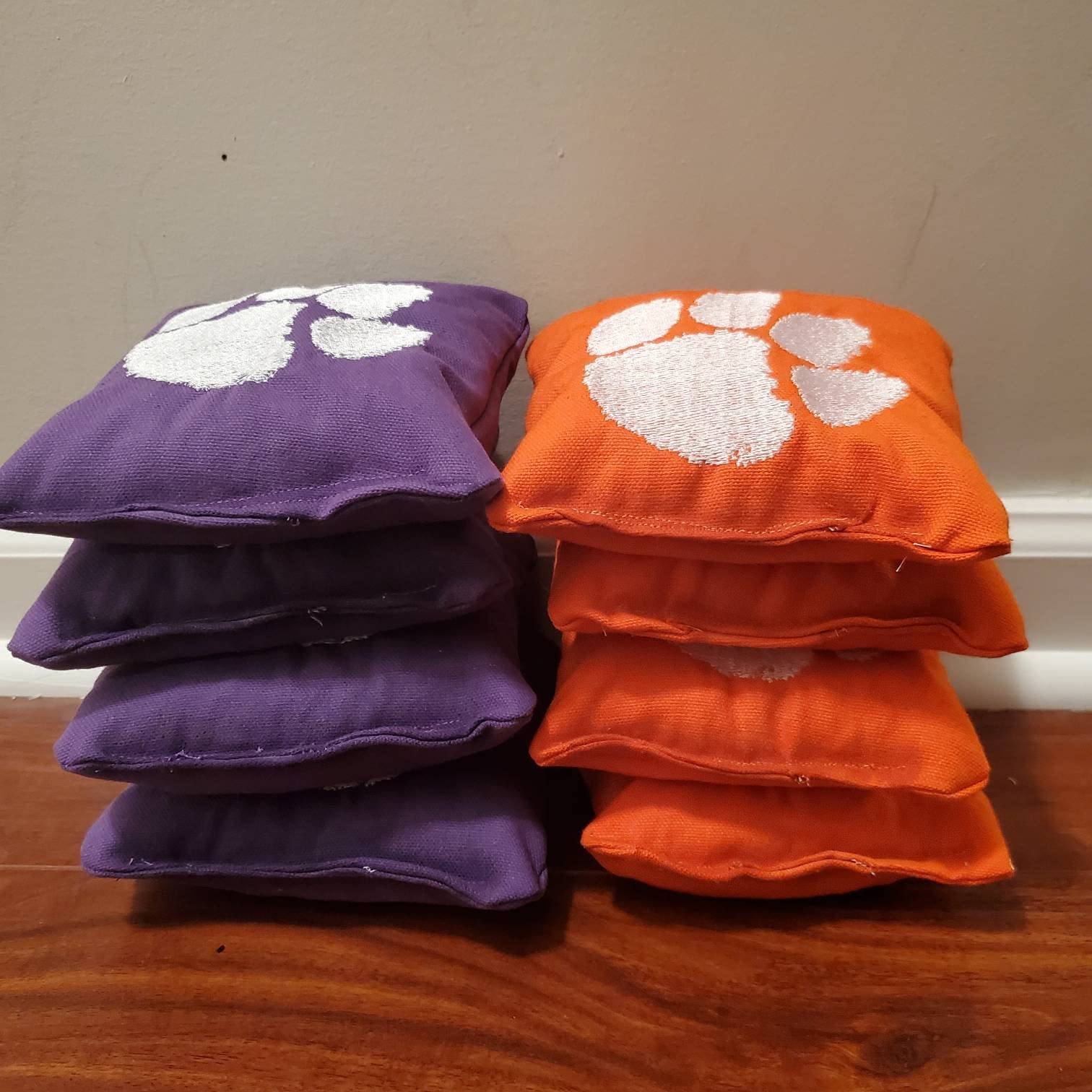Premium Clemson Cornhole Bags Set of 8 - Official Regulation Weight & Size for Competitive Play - Perfect for Tailgating, Backyard Parties & Outdoor Games