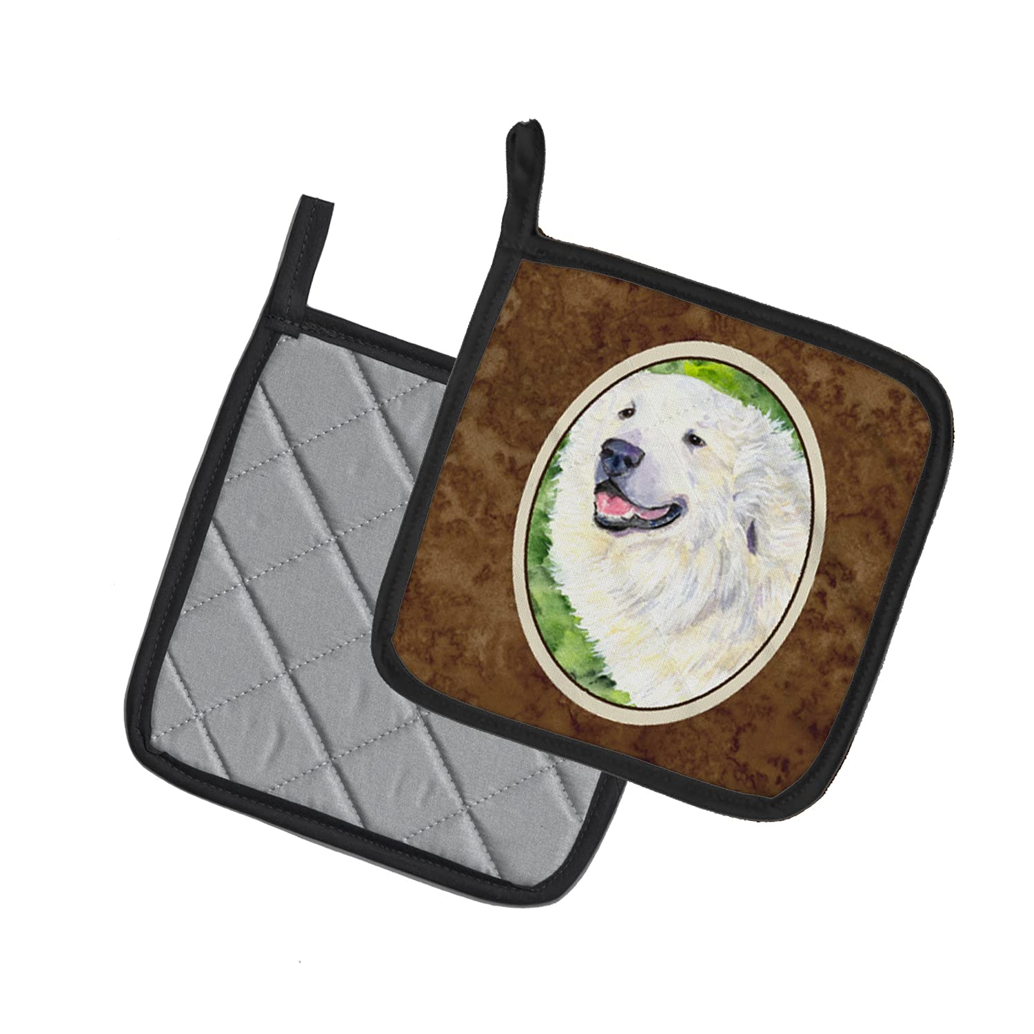 Great Pyrenees Heat Resistant Pot Holders Set - 7.5x7.5 Inch Oven Mitts for Cooking, Baking & BBQ | Kitchen Hot Pads with Cute Dog Design | Perfect for Holiday Gifts & Home Decor