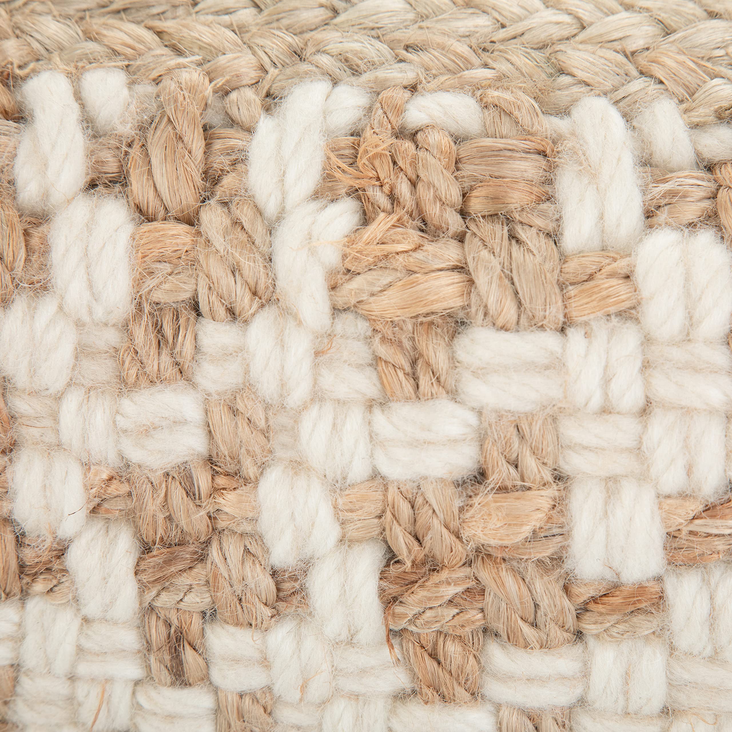 SIMPLIHOME Cullen 18 Inch Boho Cube Pouf - Natural Woven Wool & Jute Ottoman - Stylish Footrest & Seating for Living Room, Bedroom, Nursery & Dorm Decor - Perfect for Relaxing, Reading & Extra Guest Seating