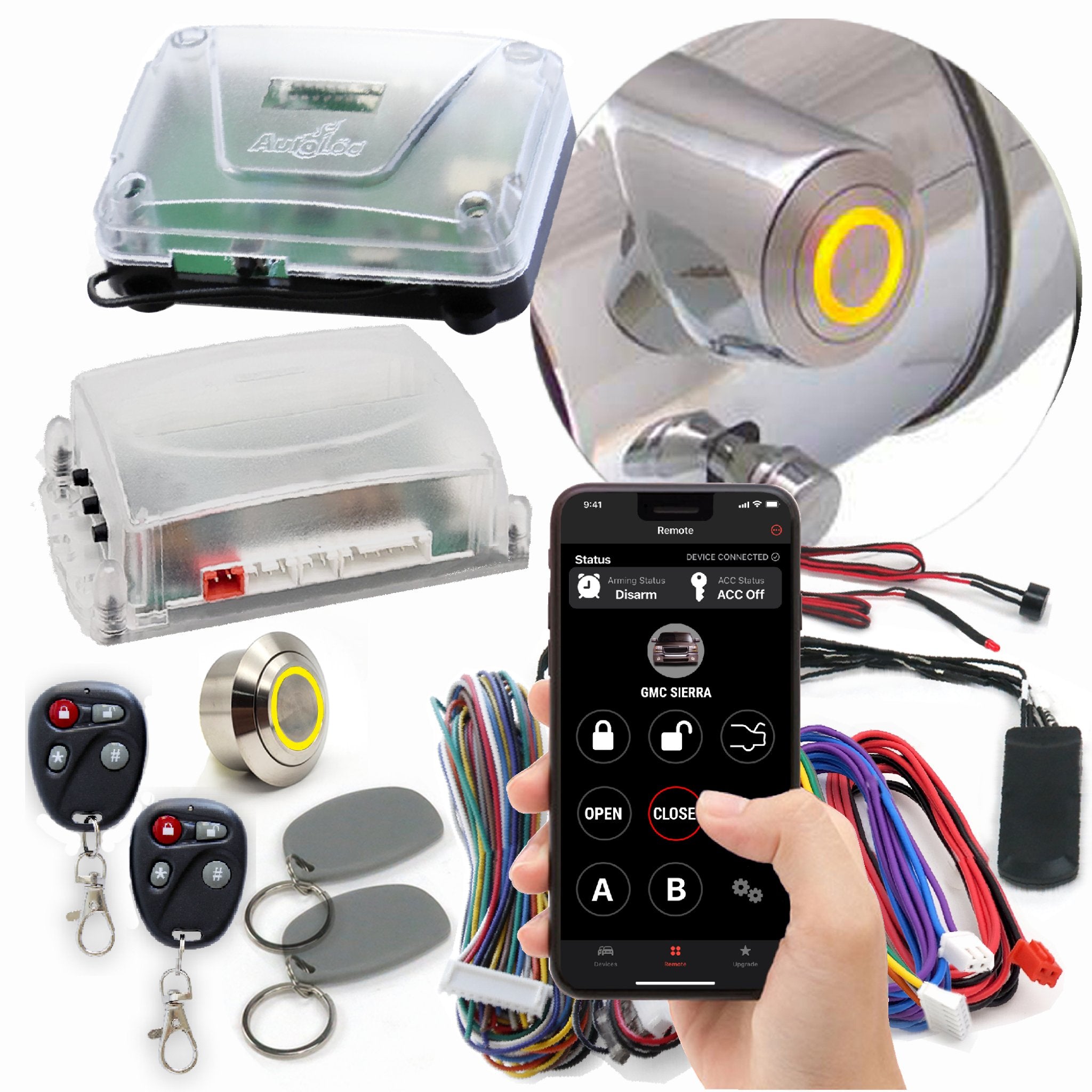 1905 Cadillac Model F GM Fit Column Insert Push Button Start Kit - Keyless Entry, Remote Start & RFID Tag - Perfect for Classic Car Restoration & Modern Convenience Upgrades