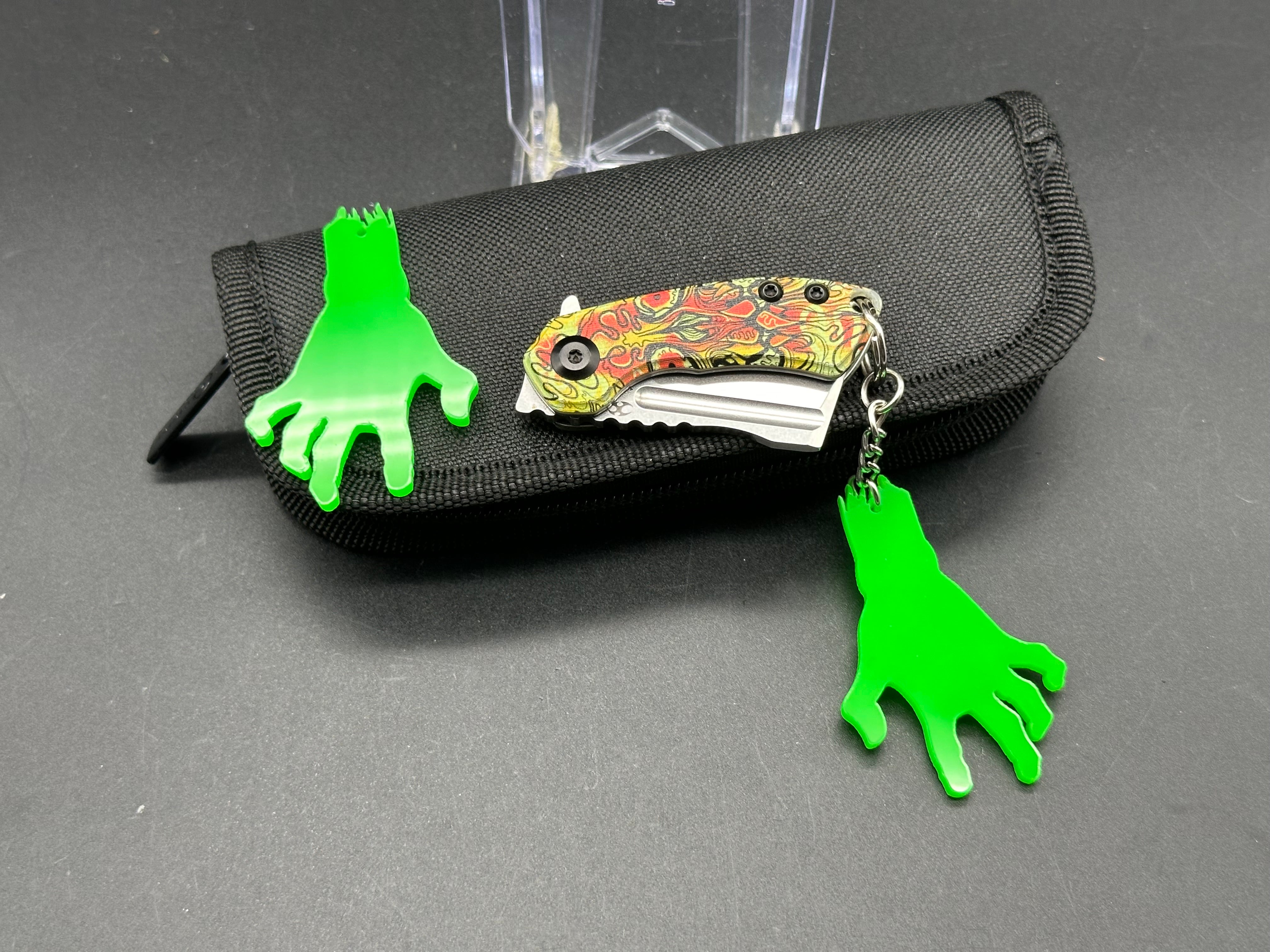 Kansept Mini Korvid Folding Knife - Liner Lock, Undead Print, Yellow G10 Handle - EDC Pocket Knife for Camping, Hiking & Outdoor Adventures
