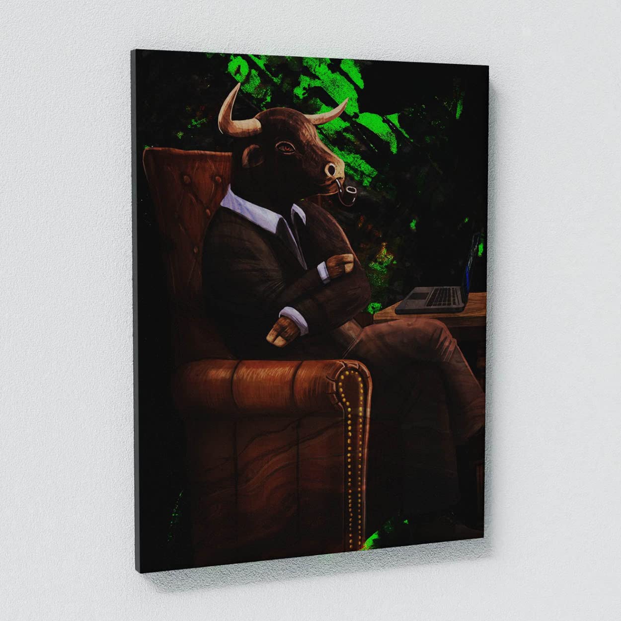 Bull & Bear Stock Market Canvas Wall Art - Financial Trader Office & Home Decor Print Poster Painting 18x24 Inches | Perfect for Trading Rooms, Offices & Modern Home Decor