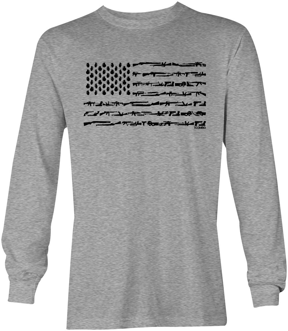 Tcombo Gun American Flag 2nd Amendment Rights USA Unisex Long Sleeve Shirt - Patriotic Shooting Range & Outdoor Activities Apparel