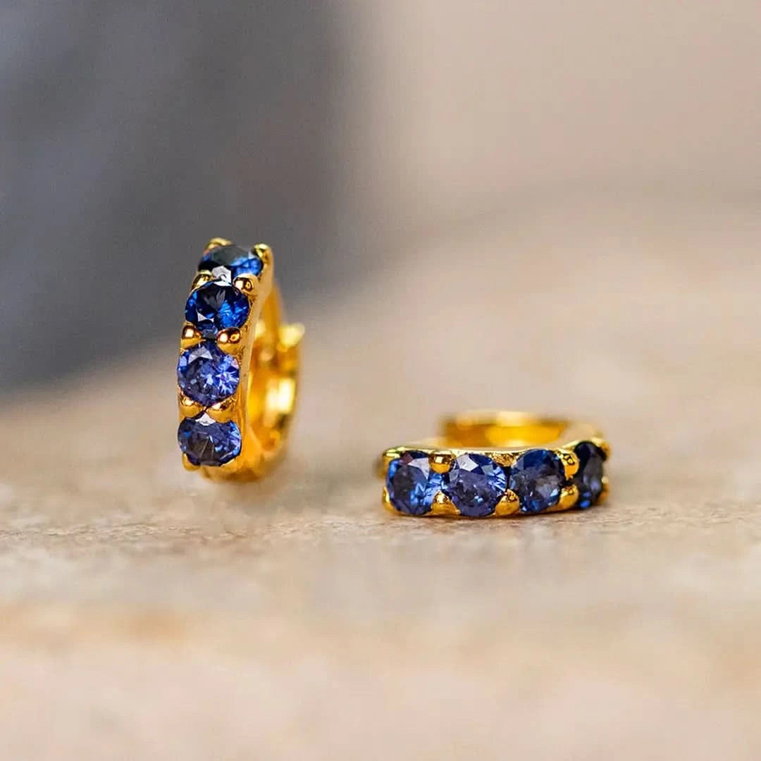Blue Twinkle Huggie Earrings 14K Gold Plated - Perfect for Everyday Wear, Date Nights & Special Occasions
