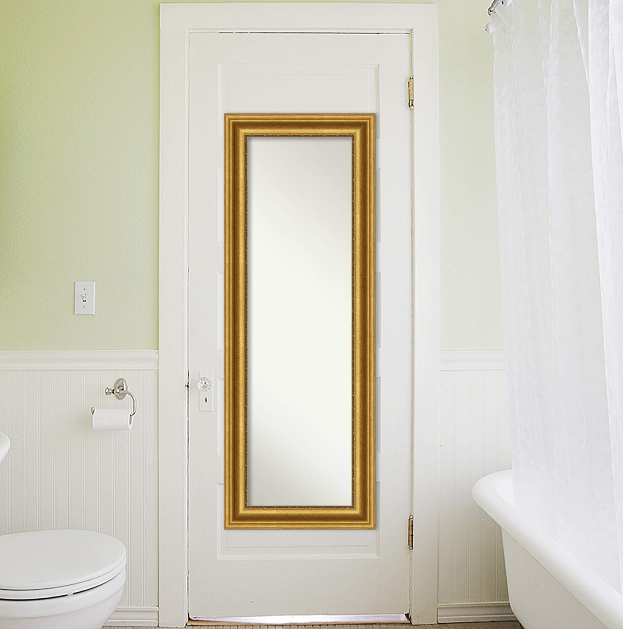 Amanti Art 54x20 Inch Gold Full Length Mirror - Traditional Framed Wall Mirror for Doors & Closets with Hidden Brackets | Elegant Bedroom Decor, Parlor & Dressing Room Essential | Made in USA