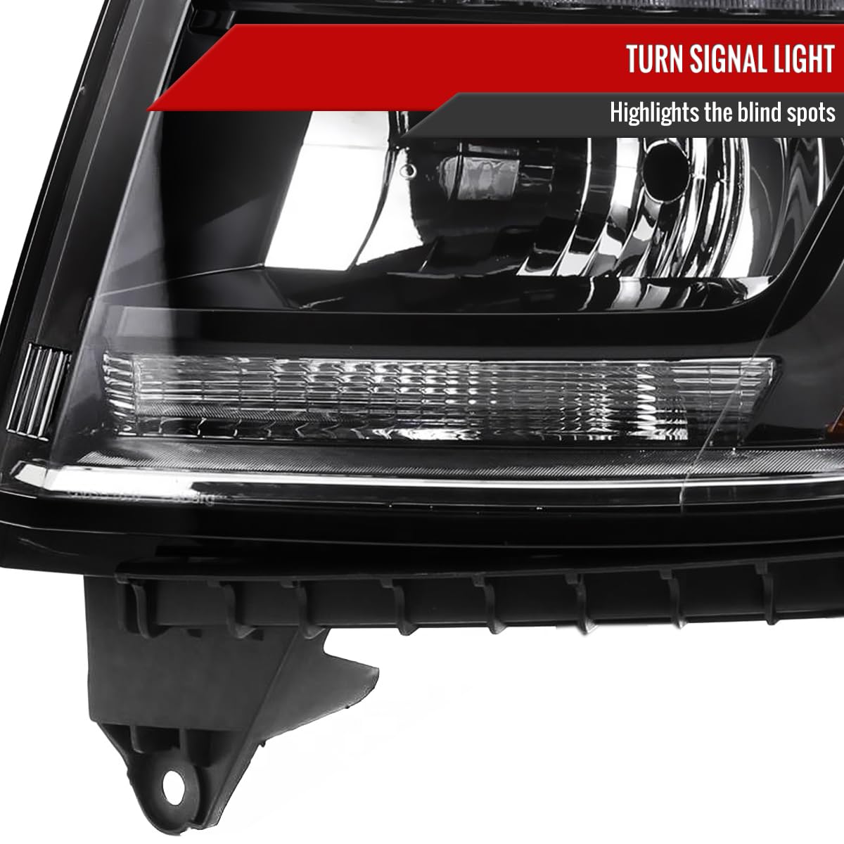 Black LED DRL Bar Projector Headlights for 2015-2020 Models - Left & Right Pair - Upgrade Your Car's Style & Visibility for Night Driving & Off-Road Adventures