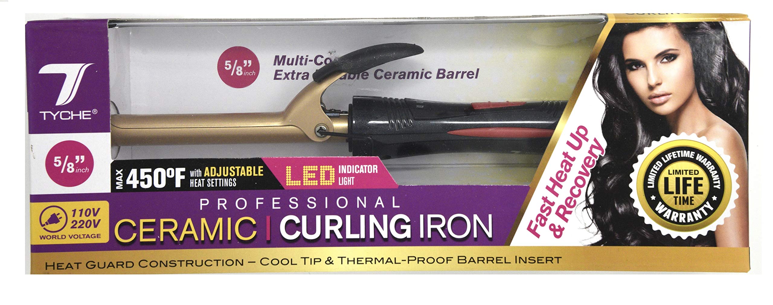 Tyche Professional 5/8 Inch Ceramic Curling Iron - Salon-Grade Hair Styling Wand for Smooth Curls & Waves at Home or Salon