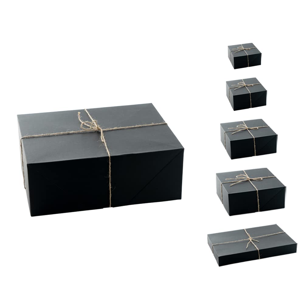 10 Pack Black Gift Boxes 12.8 x 10 x 4.8 Inches - Elegant Paper Gift Packaging Boxes for Father's Day, Graduation, Birthday Party & Holiday Gifts - Perfect for Jewelry, Cosmetics, Candles & Small Gift Wrapping