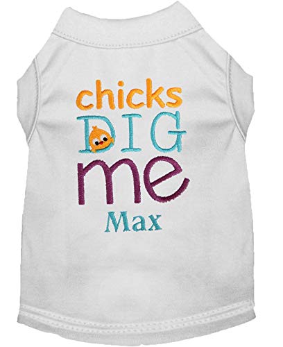 Personalized Easter Dog Shirt - 'Chicks Dig Me' Funny Pet Tee for Dogs | Cute Easter Outfit for Puppies & Small Dogs | Perfect for Easter Photos & Holiday Parties
