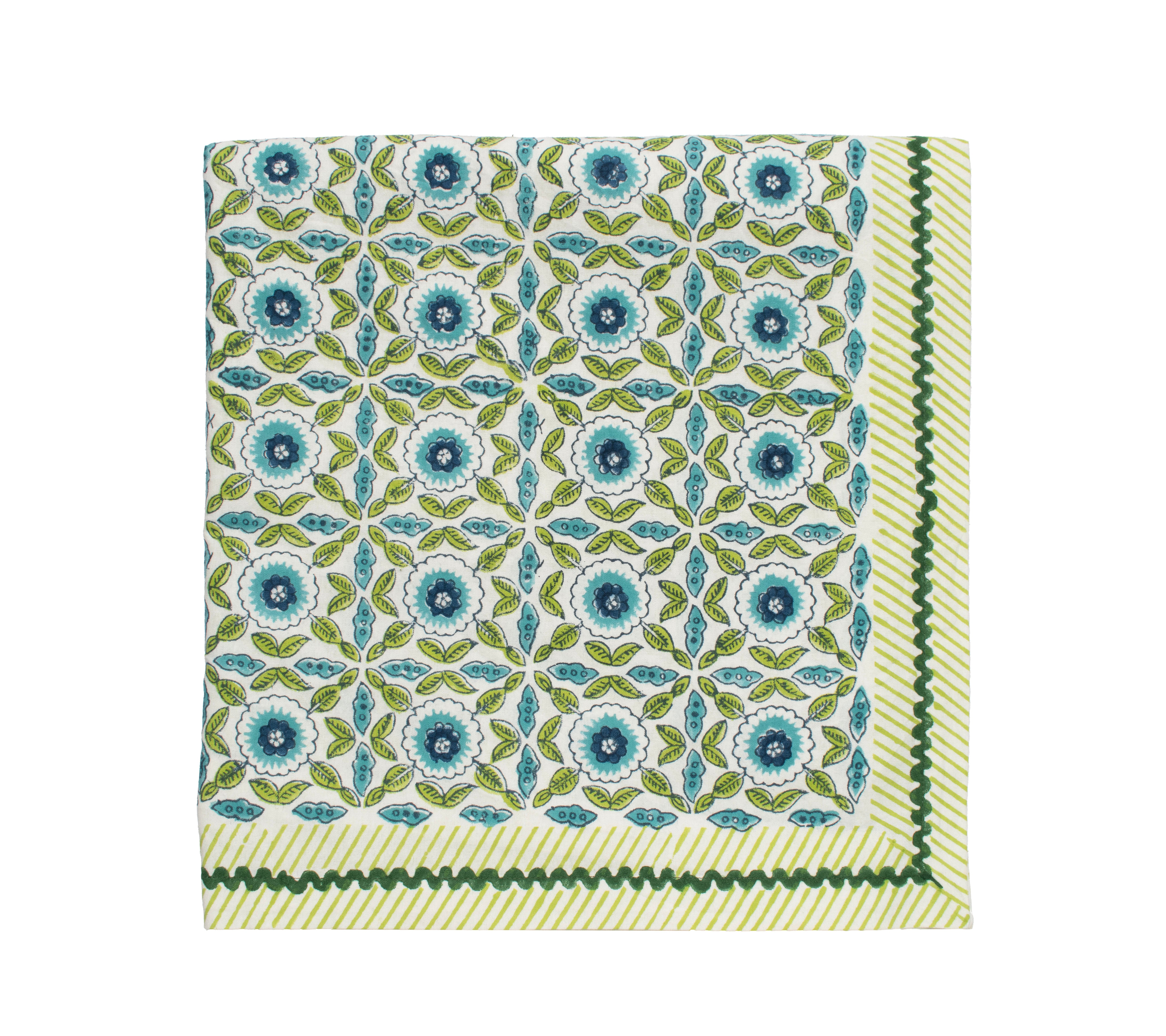 Majorelle White Blue Green Tablecloth - Elegant Moroccan-Inspired Design for Dining, Parties & Home Decor
