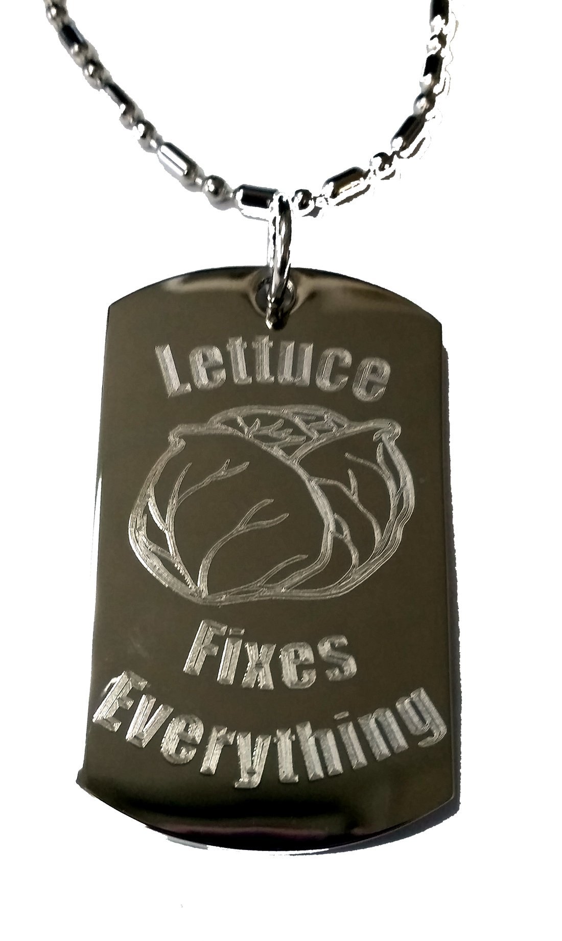 Shark Lettuce Fixes Everything Hat - Stylish Military Dog Tag Necklace with Metal Chain for Travel & Luggage | Perfect for Outdoor Adventures, Concerts & Casual Wear