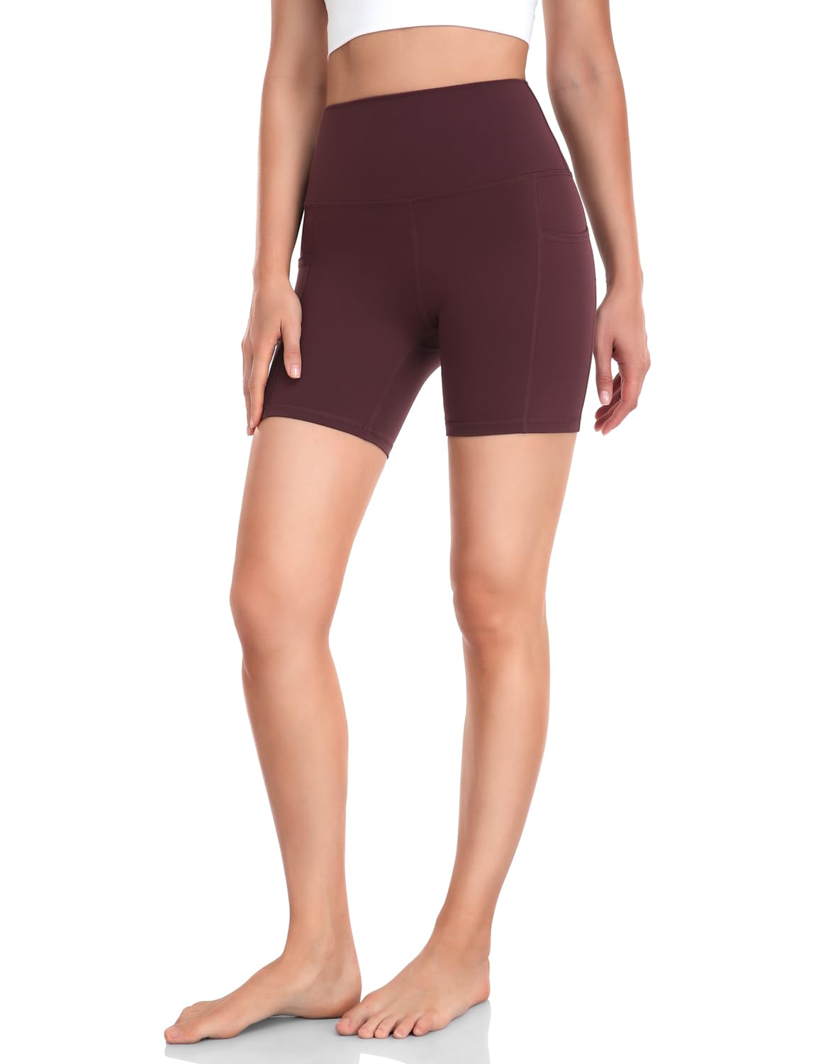HeyNuts Women's High Waist Compression Yoga Shorts with Side Pockets - 4