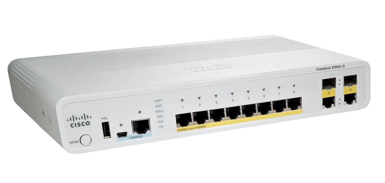 Cisco Catalyst WS-C2960C-8PC-L 8-Port Gigabit Ethernet Switch (Renewed) - Ideal for Small Business Networks, Home Offices & IT Infrastructure