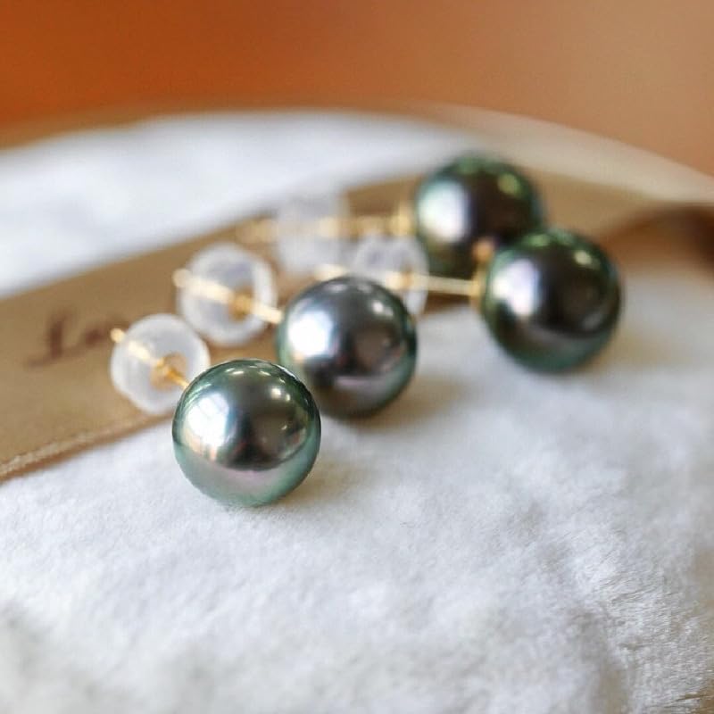 AAAA+ Grade Tahitian Black Pearl Earrings - 925 Silver & 18K Gold Plated Hypoallergenic Cultured Pearl Jewelry for Women | Perfect for Weddings, Parties & Special Occasions