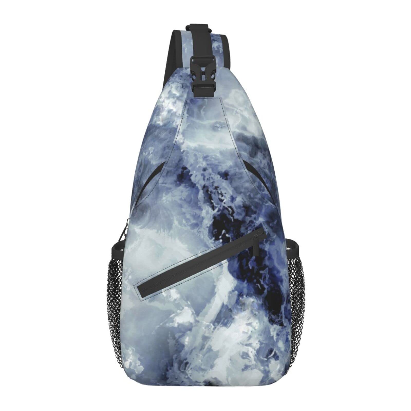 Stylish Marble Print Crossbody Backpack for Men & Women - Large Sling Bag with Water Bottle Holder - Perfect for Gym, Travel, Hiking & Daily Use