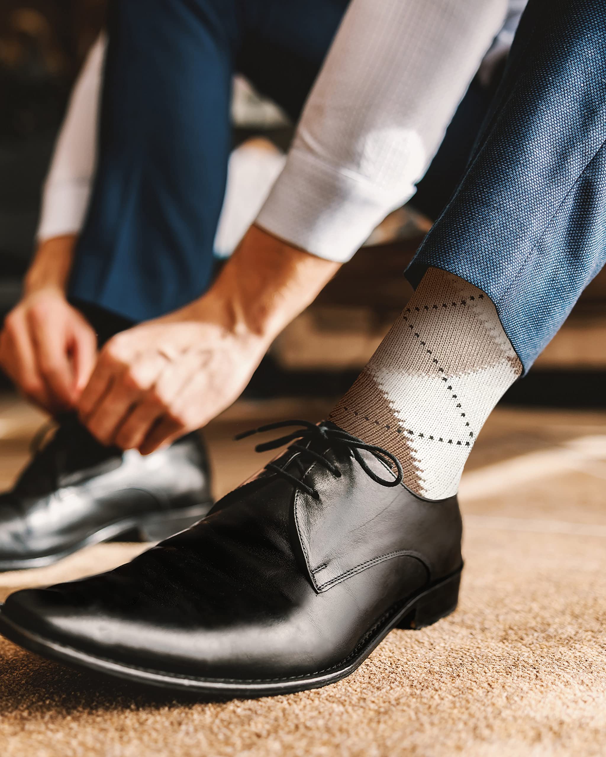 Premium Argyle Socks for Men & Women - Soft Baby Alpaca Wool Dress Socks - Mid-Length Comfort - Perfect for Office, Formal Events & Cold Weather Wear