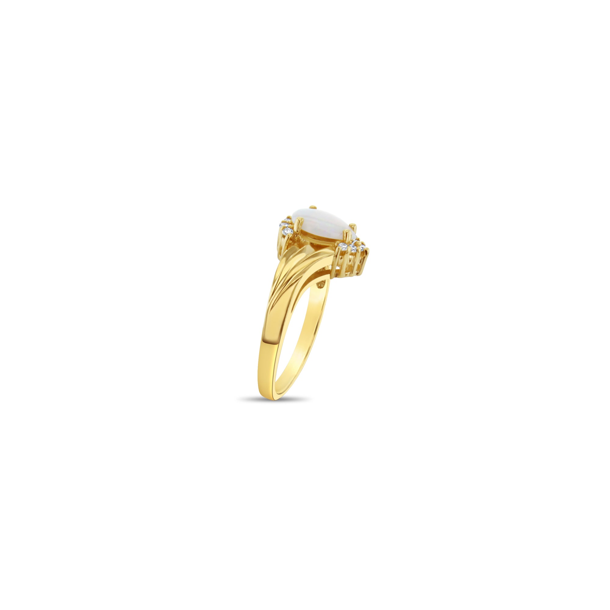 14K Yellow Gold Pear Shaped Opal Ring with Diamond Accents | Elegant Jewelry for Weddings, Anniversaries & Special Occasions